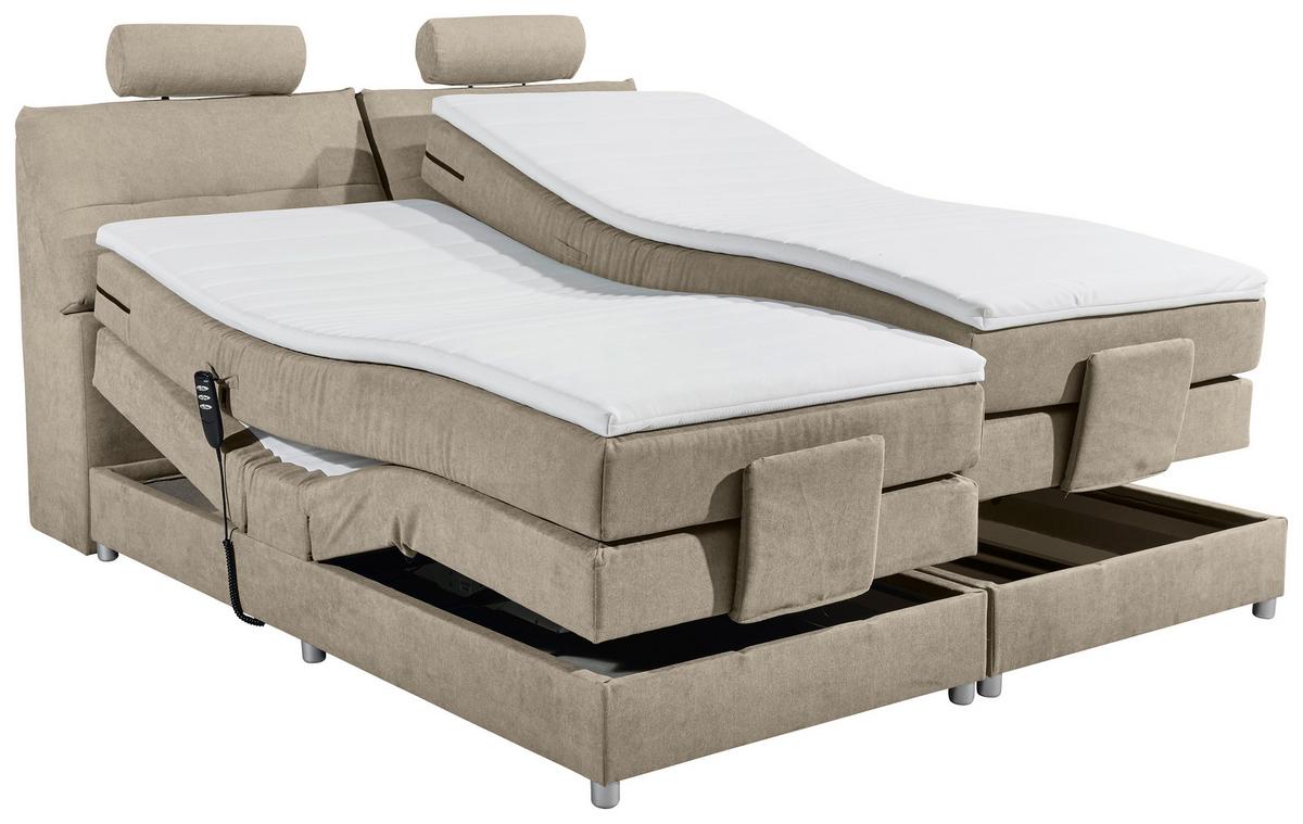 Boxspringbett Mit Topper Elektrisch 180x200 Palermo - Sandfarben/Silberfarben, MODERN, Holzwerkstoff/Textil (180/200cm) - MID.YOU