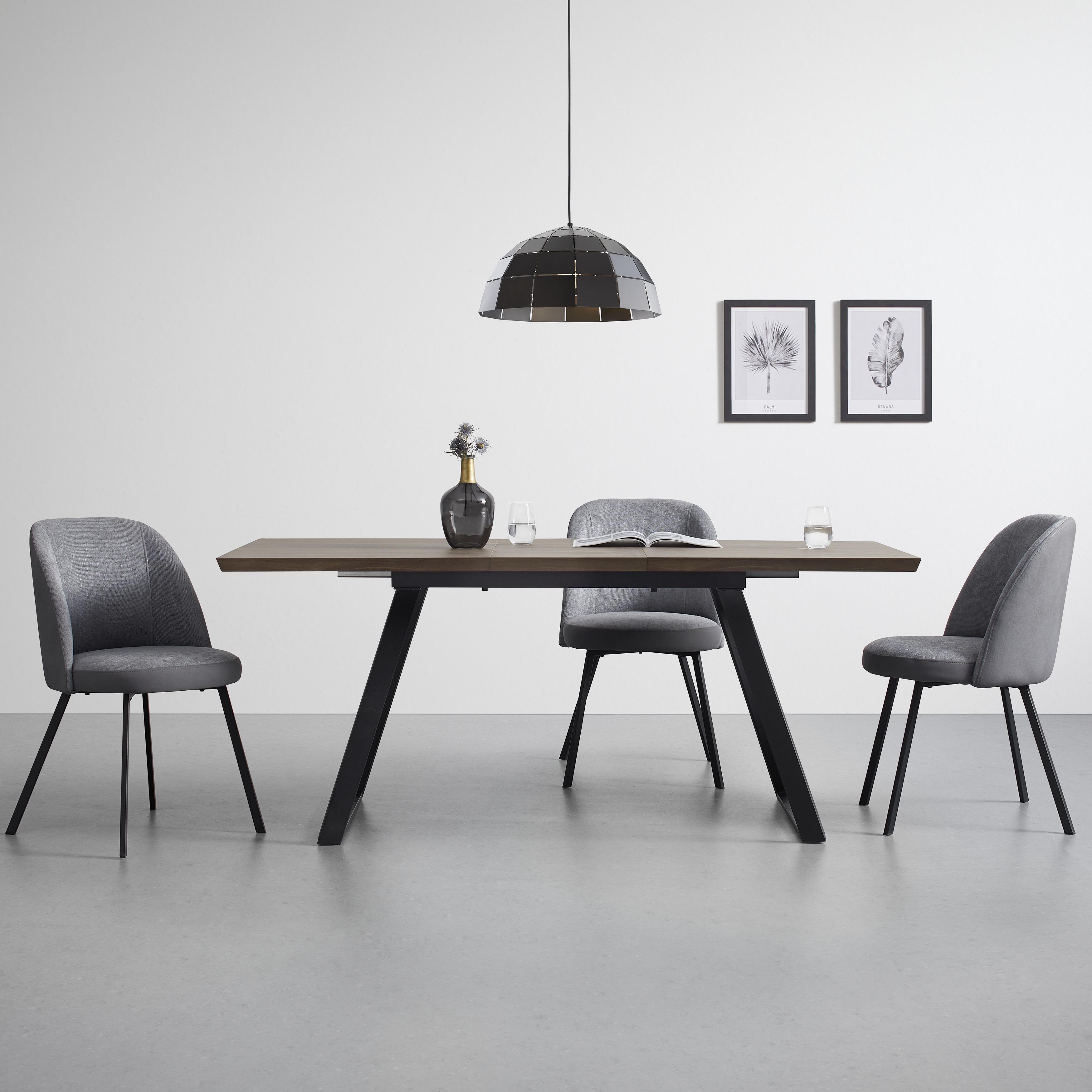 Jídelní Stůl Luigi 140-180cm - černá/barvy vlašských ořechů, Moderní, kov/kompozitní dřevo (140-180/76/80cm) - Bessagi Home