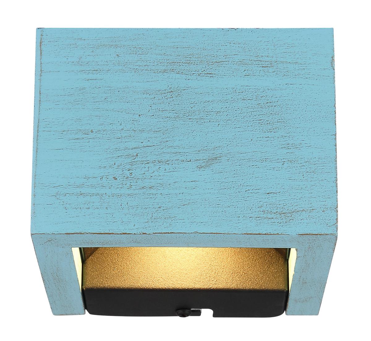 LED-Wandleuchte 15553w1b - Blau/Schwarz, Design, Holzwerkstoff/Metall (13.2/11.3/9.8cm) - Globo