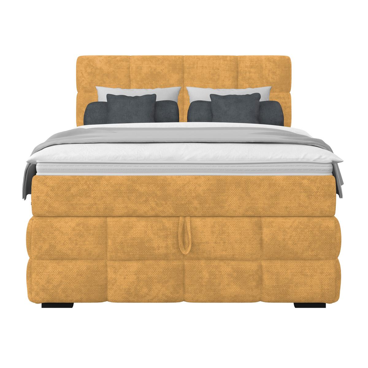 Čalúnená posteľ VEGA 140x200 cm, zlatá - čierna/zlatá, Trend, drevo/textil (140/200cm)