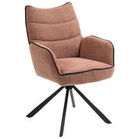 Armlehnstuhl Elodie Rostfarben Sitzfl. 180° drehbar, B: 60 cm - Rostfarben/Schwarz, KONVENTIONELL, Textil/Metall (60/92/67cm) - MID.YOU