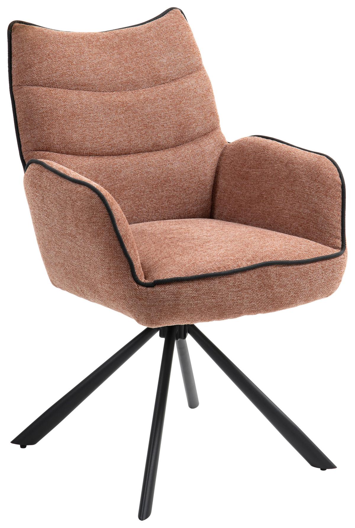 Armlehnstuhl Elodie Rostfarben Sitzfl. 180° drehbar, B: 60 cm - Rostfarben/Schwarz, KONVENTIONELL, Textil/Metall (60/92/67cm) - MID.YOU
