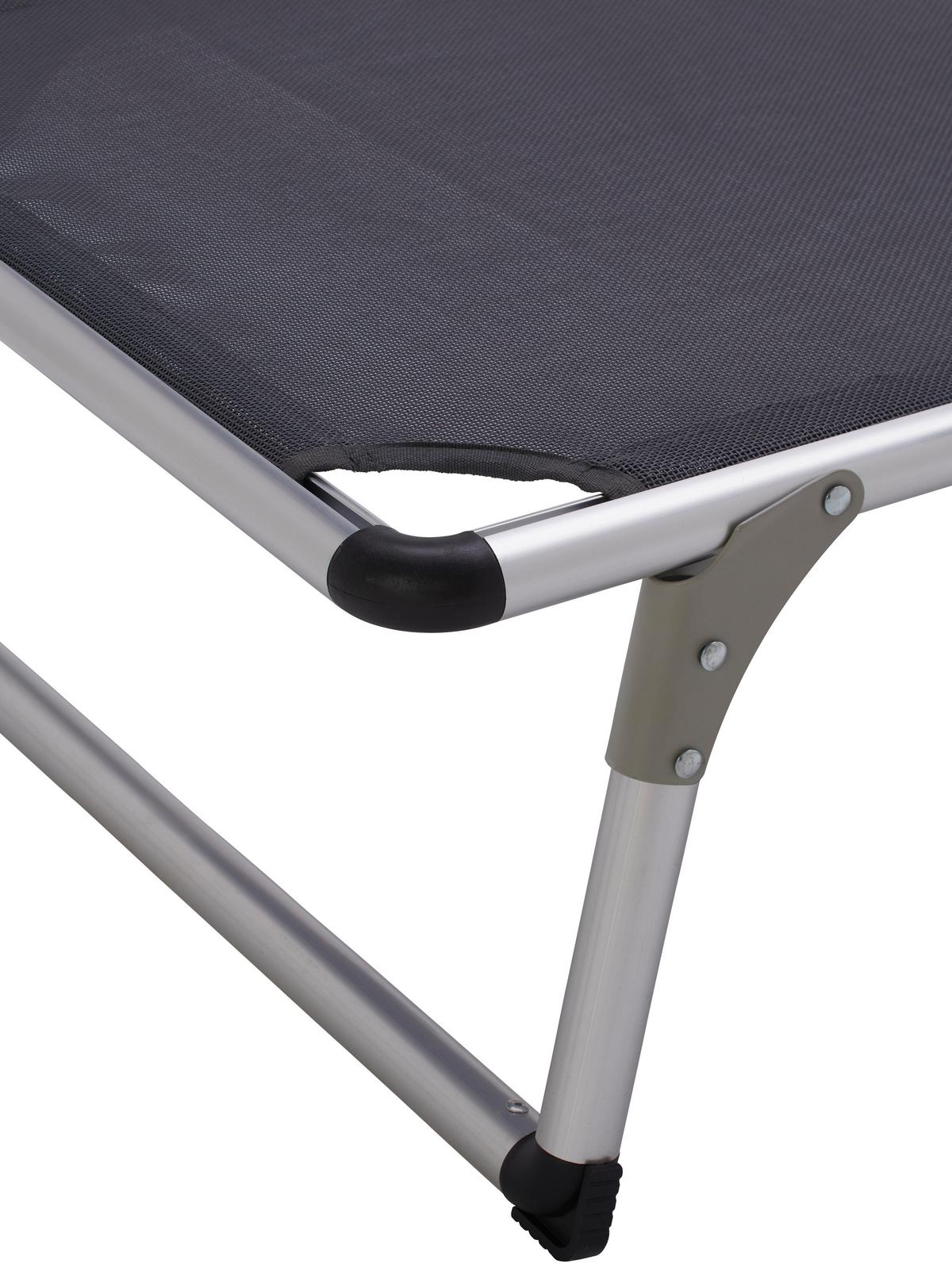 Dreibeinliege Leni Aluminium, Textilene - Anthrazit/Alufarben, MODERN, Textil/Metall (186/25/56cm) - Ondega