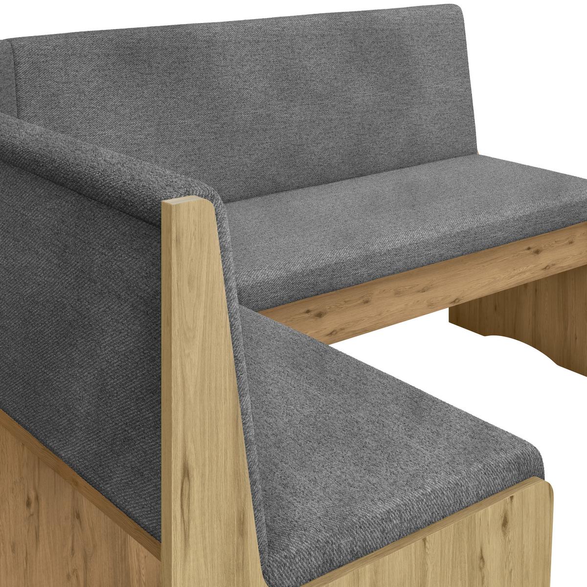 Eckbank Leipzig Webstoff dunkelgrau, 125x165cm - Dunkelgrau/Eiche Artisan, ROMANTIK / LANDHAUS, Holzwerkstoff/Textil (125/165cm)