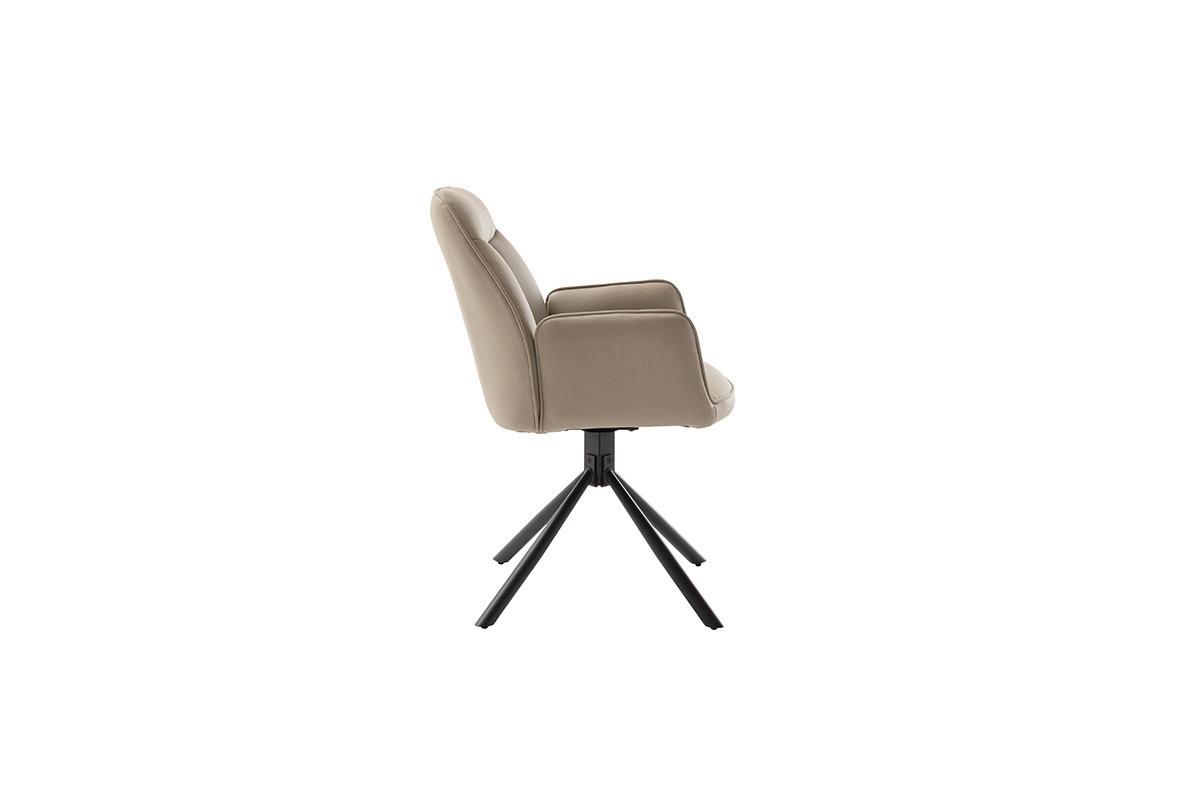 Armlehnstuhl Rafaela Textil Cappuccino 180° drehbar - Schwarz/Cappuccino, Trend, Textil/Metall (62/89/64cm)
