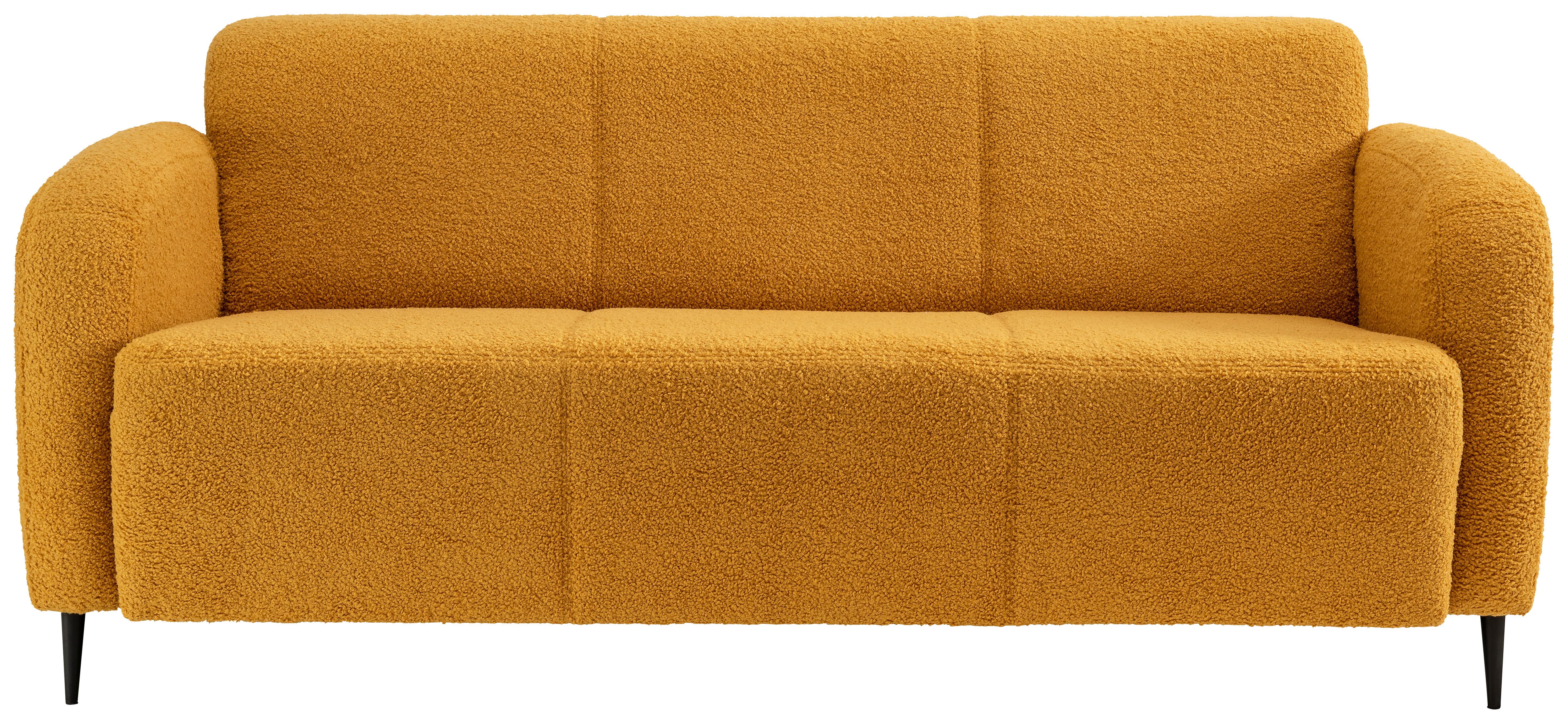 3-Sitzer-Sofa Marone Gelb Teddystoff - Gelb/Schwarz, MODERN, Textil (180/76/90cm) - Livetastic
