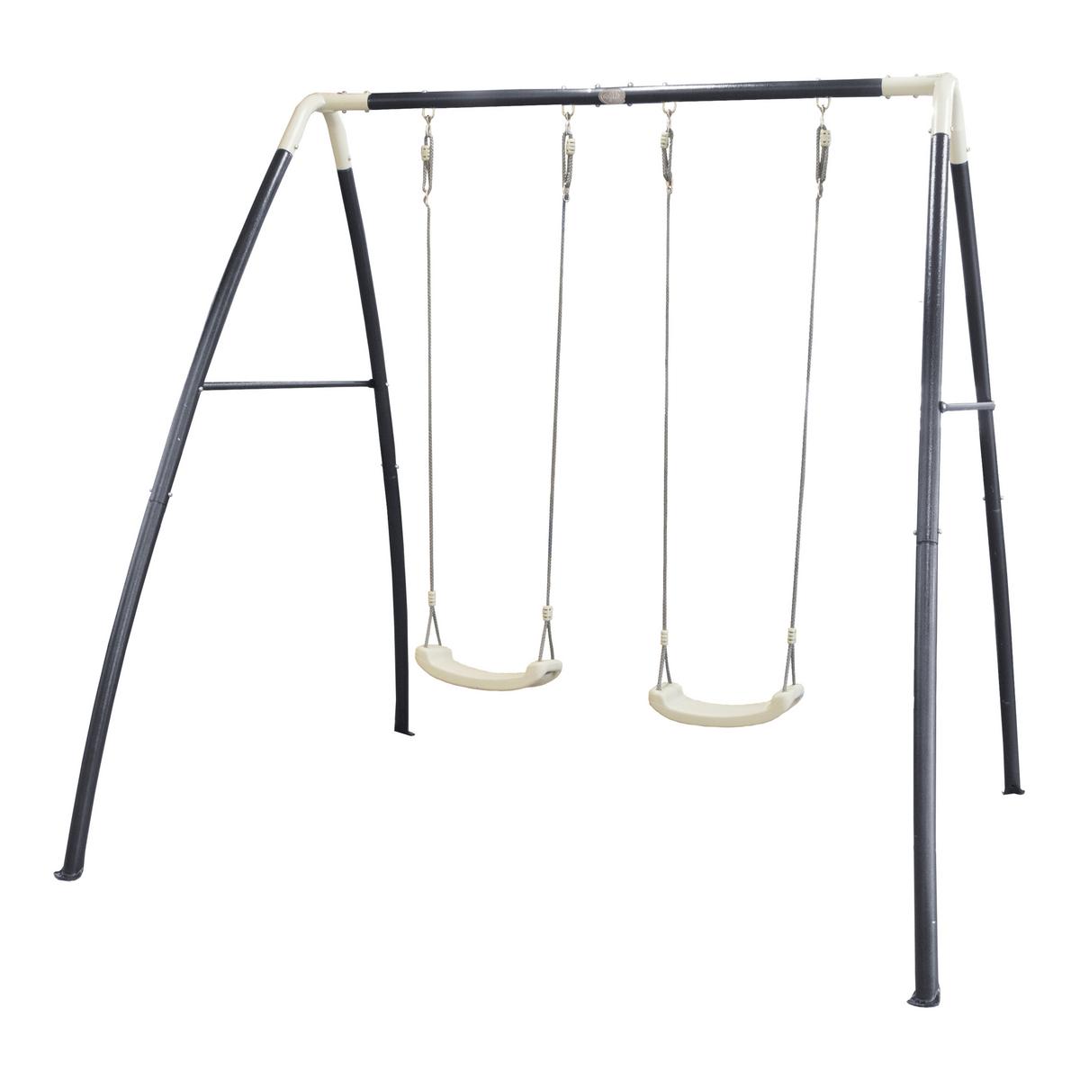 Schaukel Double Swing in Weiß/Anthrazit - Anthrazit/Weiß, Basics, Kunststoff/Metall (210/217/210cm) - Ambia Garden
