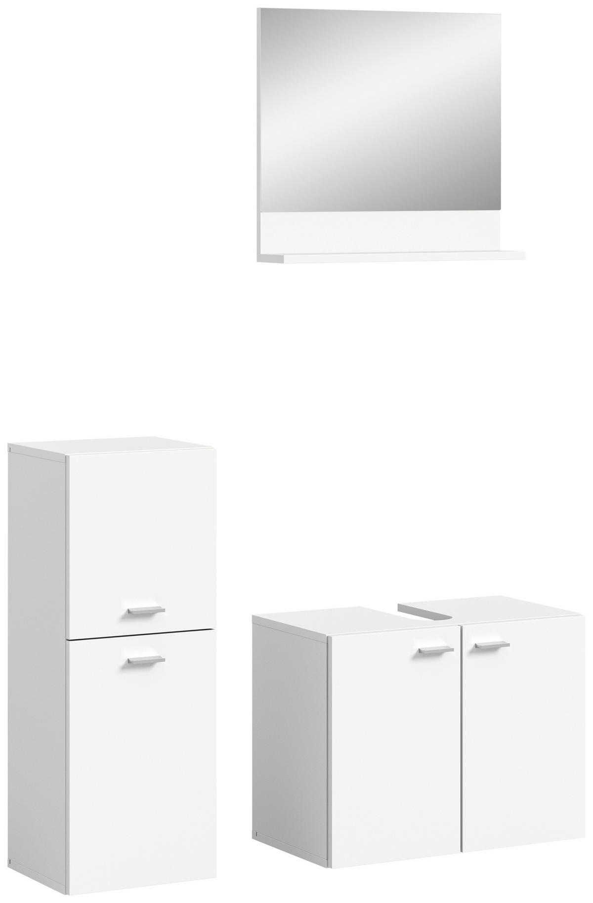 Badezimmer Boston Weiß B: 87 Cm - Silberfarben/Weiß, MODERN, Glas/Holzwerkstoff (87cm) - MID.YOU