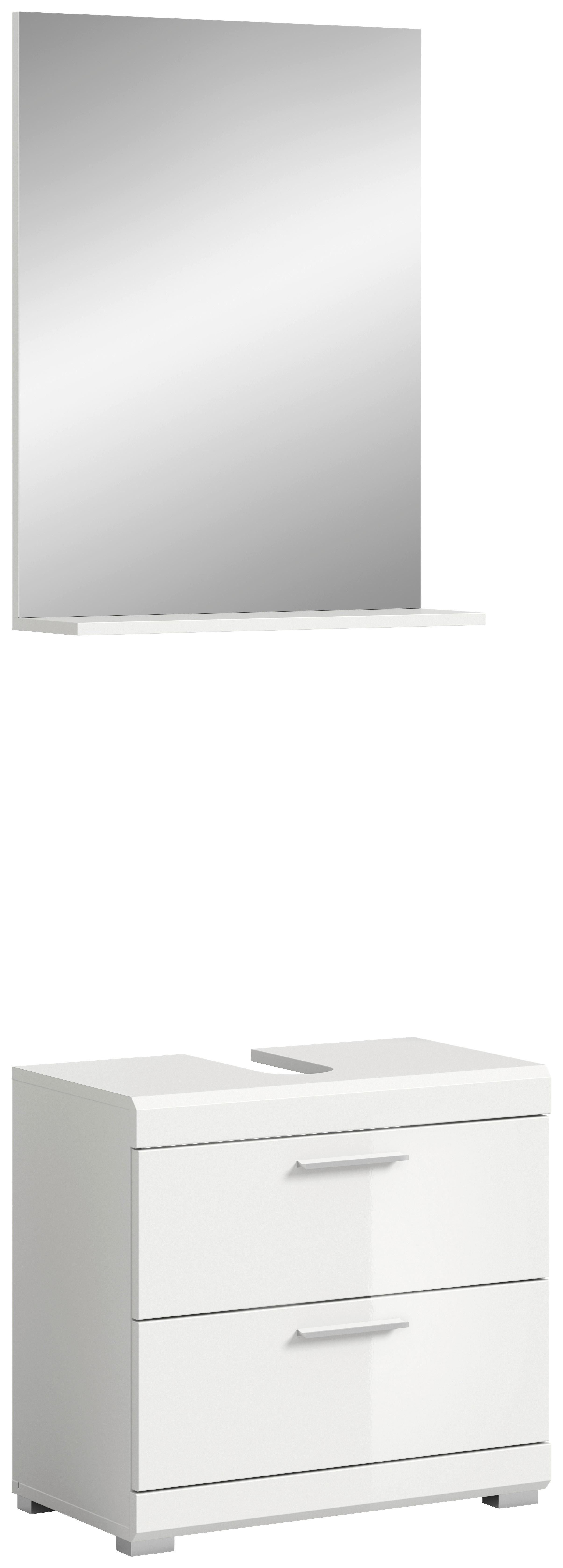 Badezimmer Scout Weiß B: 60 Cm - Weiß Hochglanz/Silberfarben, MODERN, Glas/Holzwerkstoff (60cm) - MID.YOU