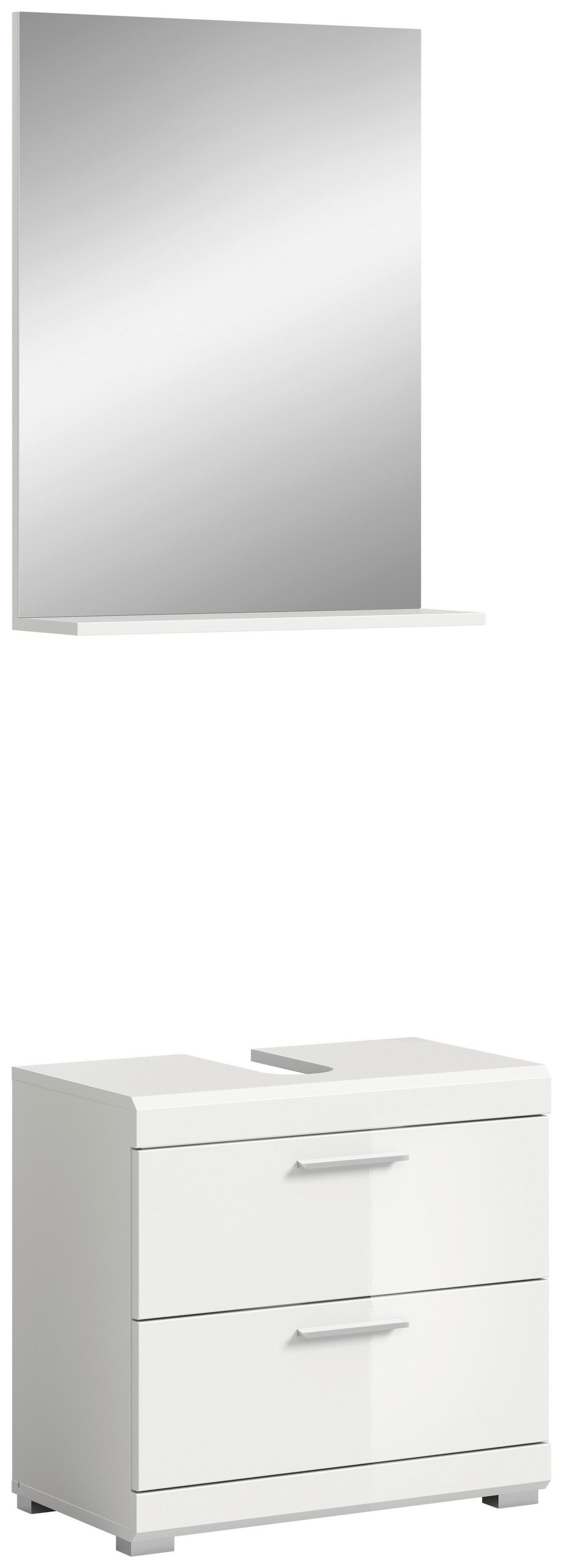 Badezimmer Scout Weiß B: 60 Cm - Weiß Hochglanz/Silberfarben, MODERN, Glas/Holzwerkstoff (60cm) - MID.YOU