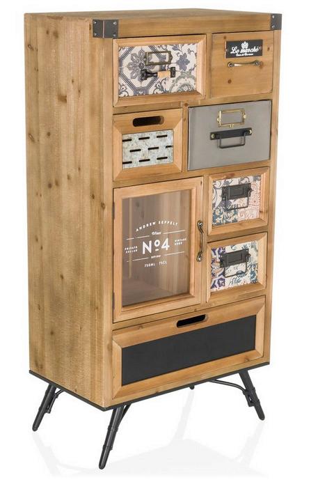 Sideboard Continento S Multicolor/Naturfarben B: 53cm - Multicolor/Schwarz, MODERN, Holz (53/104/32cm) - MID.YOU
