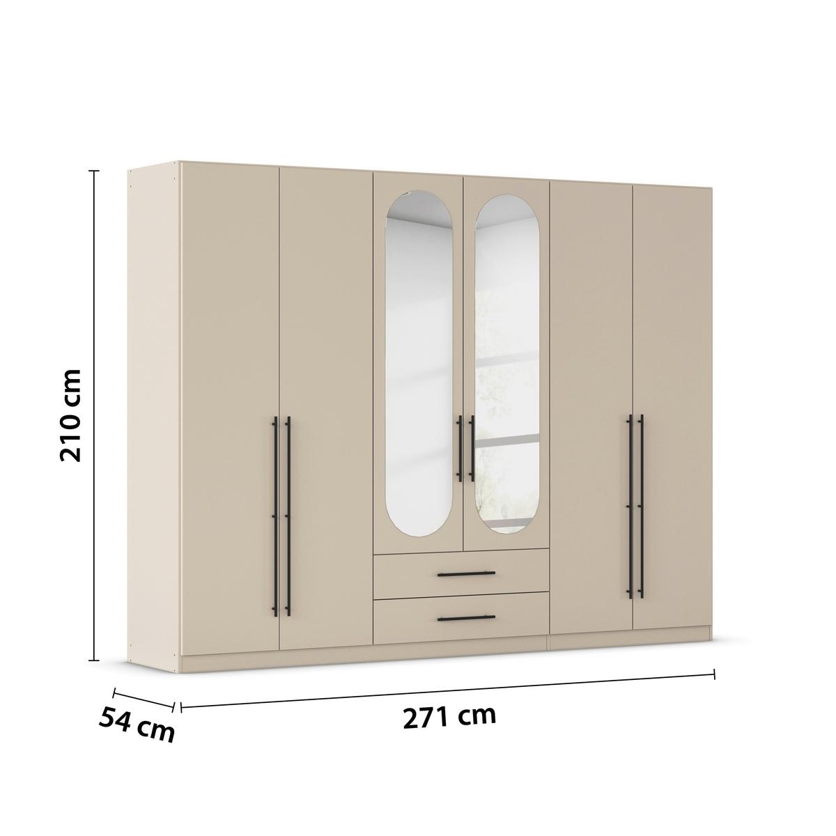 ŠATNÍ SKŘÍŇ S OTOČNÝMI DVEŘMI VELORA, šířka 271 cm - černá/šampaňská, Konvenční, kov/kompozitní dřevo (271/210/54cm) - Mömax