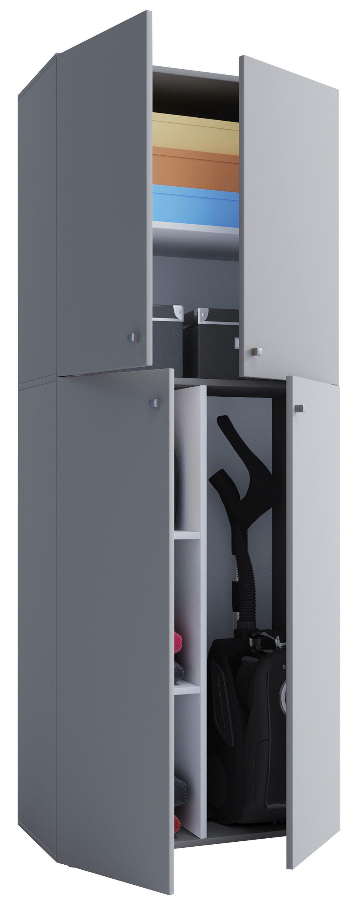 Mehrzweckschrank Lona Grau BxH 70x182 cm - Weiß/Grau, KONVENTIONELL, Holzwerkstoff (70/182/37cm) - MID.YOU