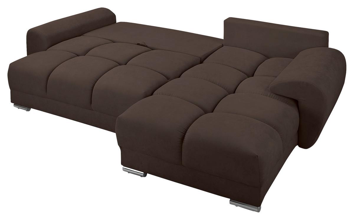 Ecksofa Azzuro Braun S: 256x175 Cm - Silberfarben/Braun, Design, Textil (256/175cm) - Livetastic
