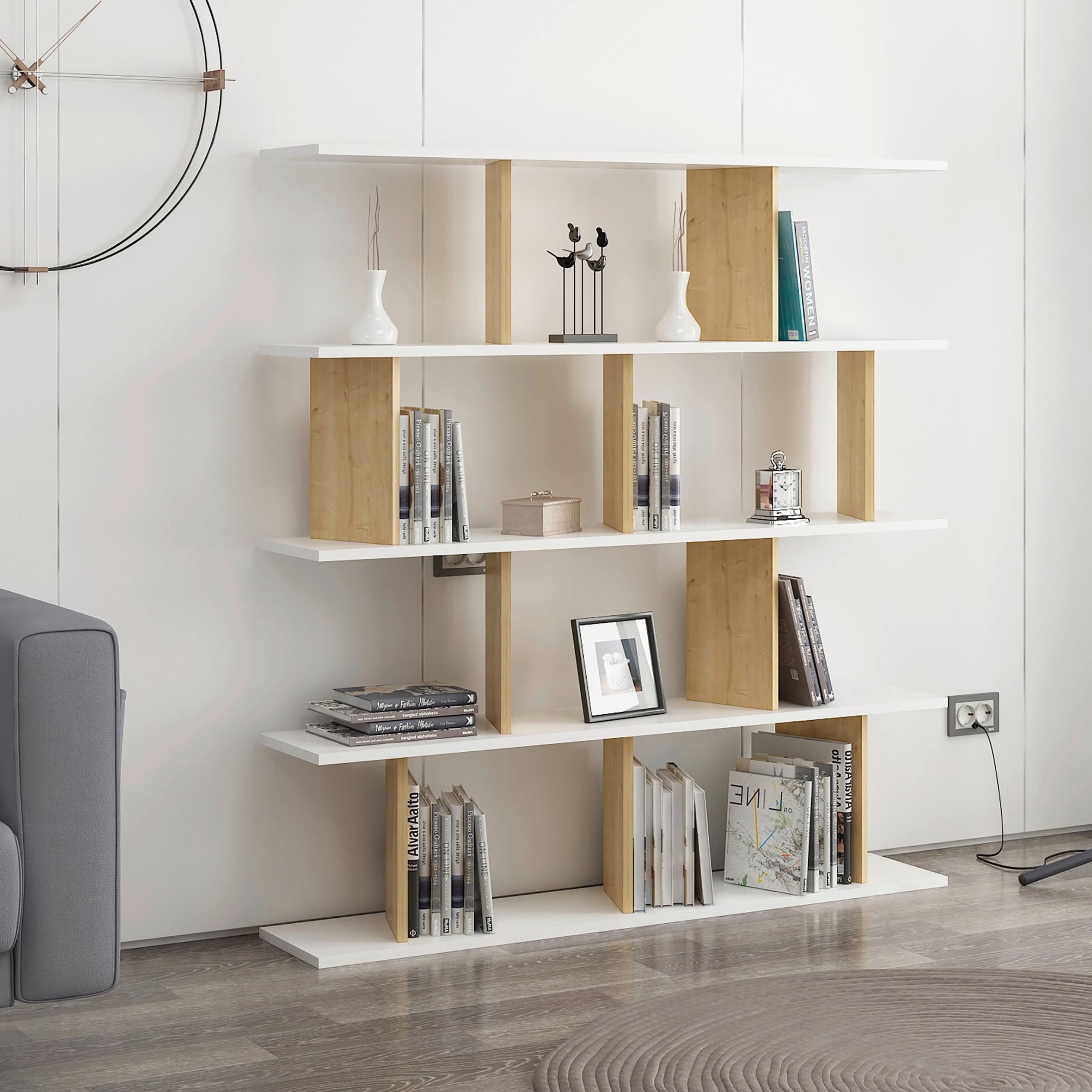 Regal Jorin Standregal - Weiß, Design, Holzwerkstoff (130/137/25cm) - Livetastic