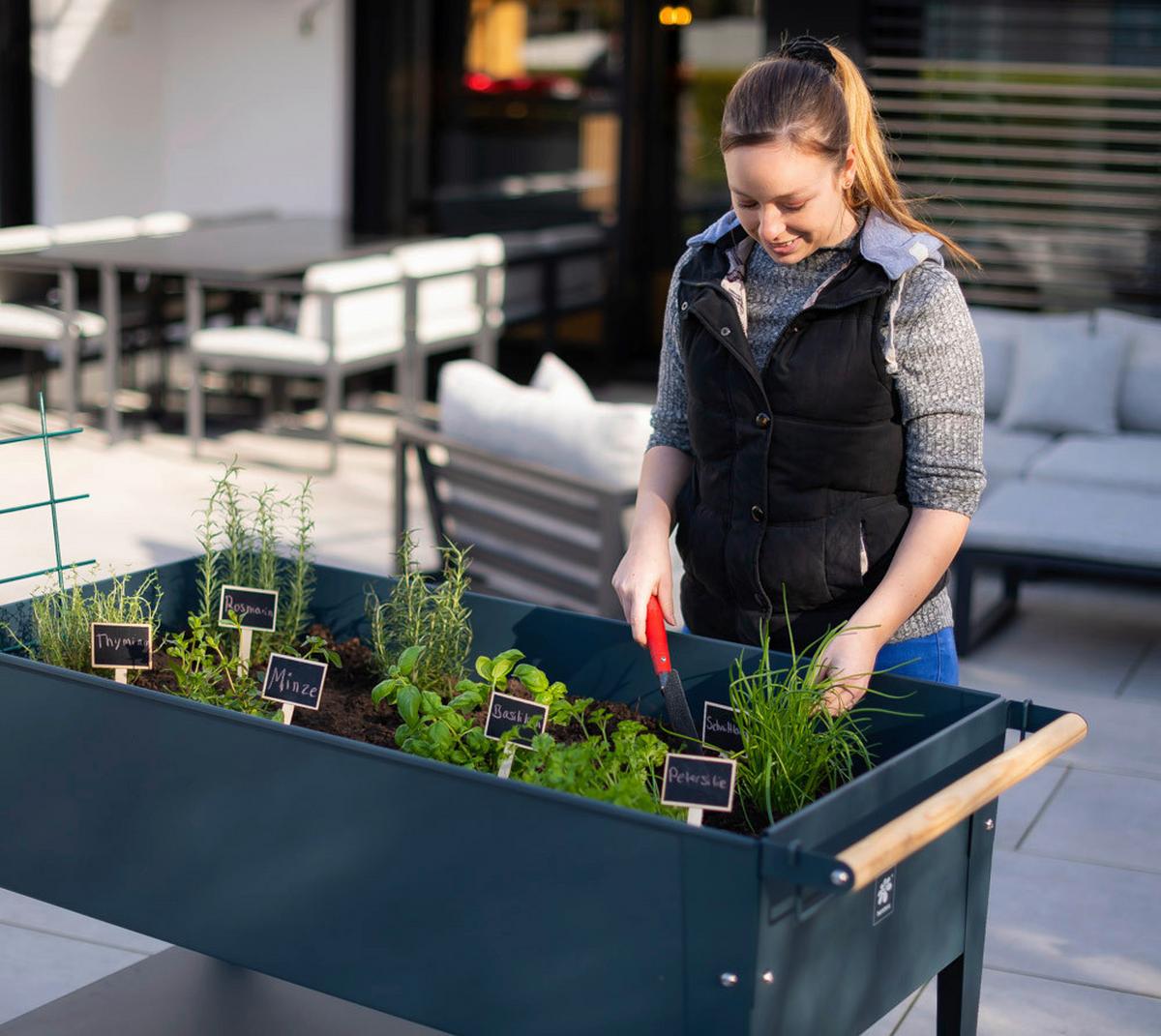 Hochbeet Stahl Swivel mit Ablagen 60/80/120 cm - Anthrazit, Basics, Metall (60/80/120cm)