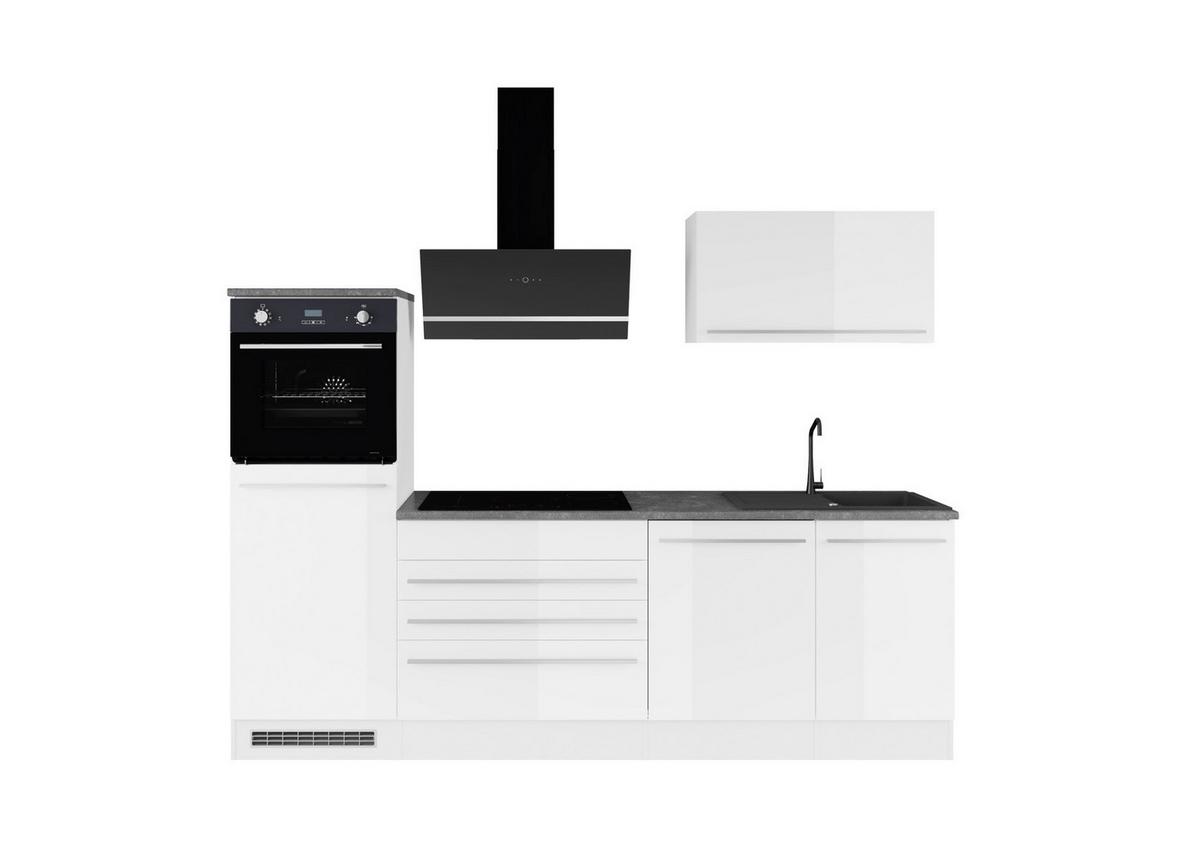Kuchynský blok JAZZ bez spotrebičov, šírka 260 cm - biela/antracitová, Konventionell, kompozitné drevo/plast (260cm) - MID.YOU