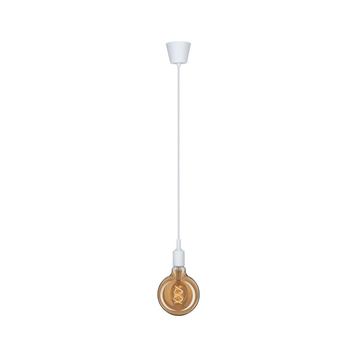 Hängeleuchte H: 200 cm 1-Flammig, Silikon Weiß - Weiß, Basics, Kunststoff (9,2/200,0cm) - Paulmann