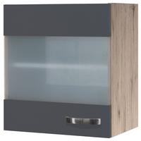 Horná kuchynská skrinka SHADOW 50cm - dub San Remo/farba ušľachtilej ocele, Modern, kov/kompozitné drevo (50/54/32cm)