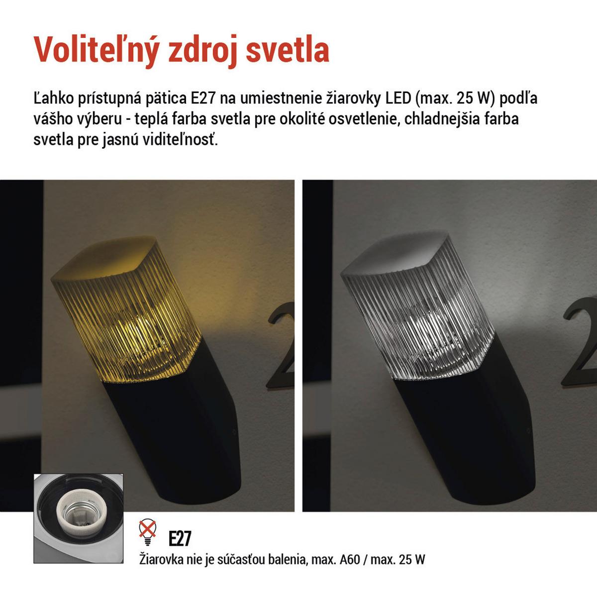 VONKAJŠIE SVIETIDLO LANA - antracitová, Modern, kov/plast