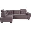 Ecksofa Mit Schlaffunktion + Bettkasten Falco, Mikrofaser - Dunkelgrau/Dunkelbraun, KONVENTIONELL, Textil (183/251cm) - Ondega