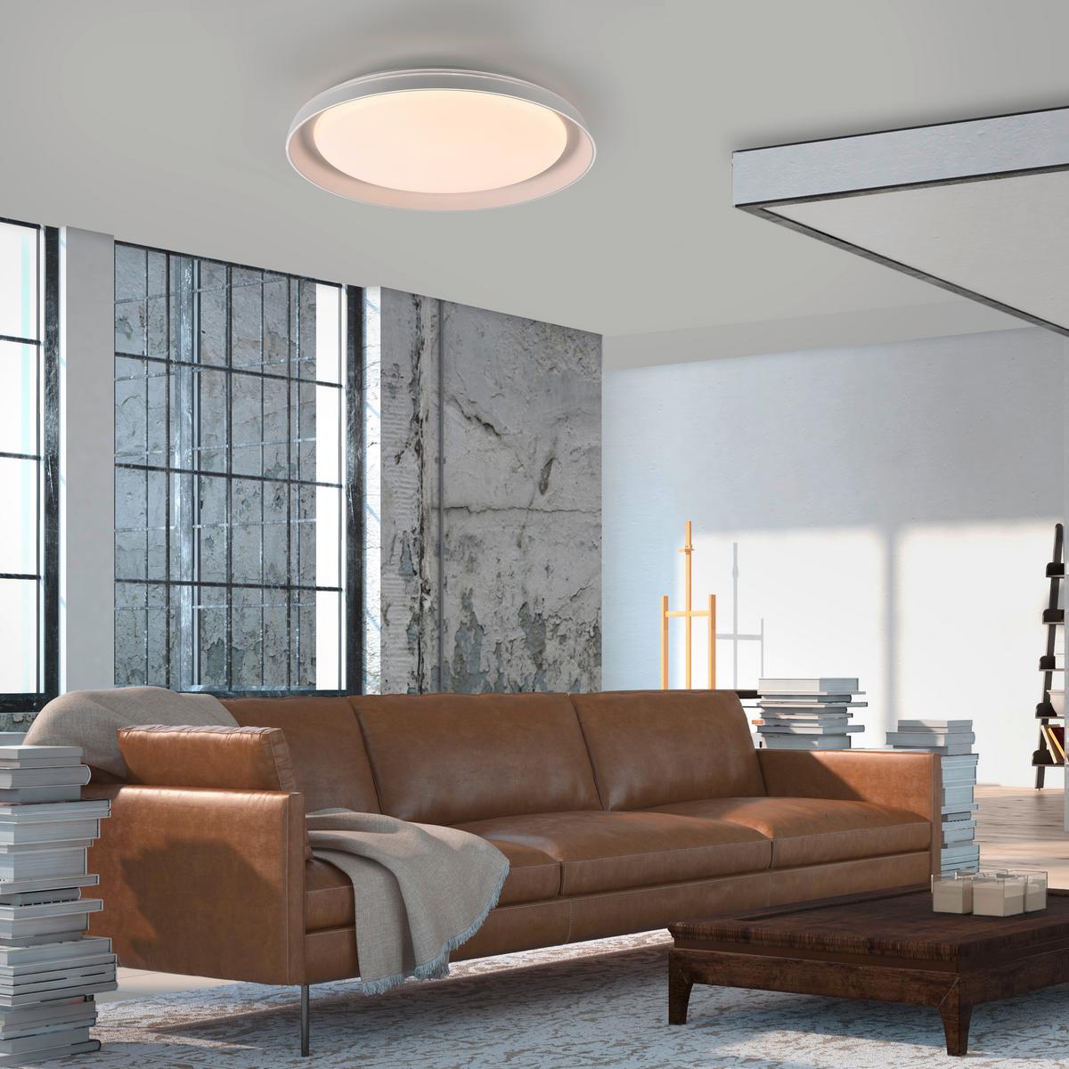 Led-deckenleuchte 14368-16 Sati - Weiß, MODERN, Kunststoff/Metall (43/43/8,5cm)