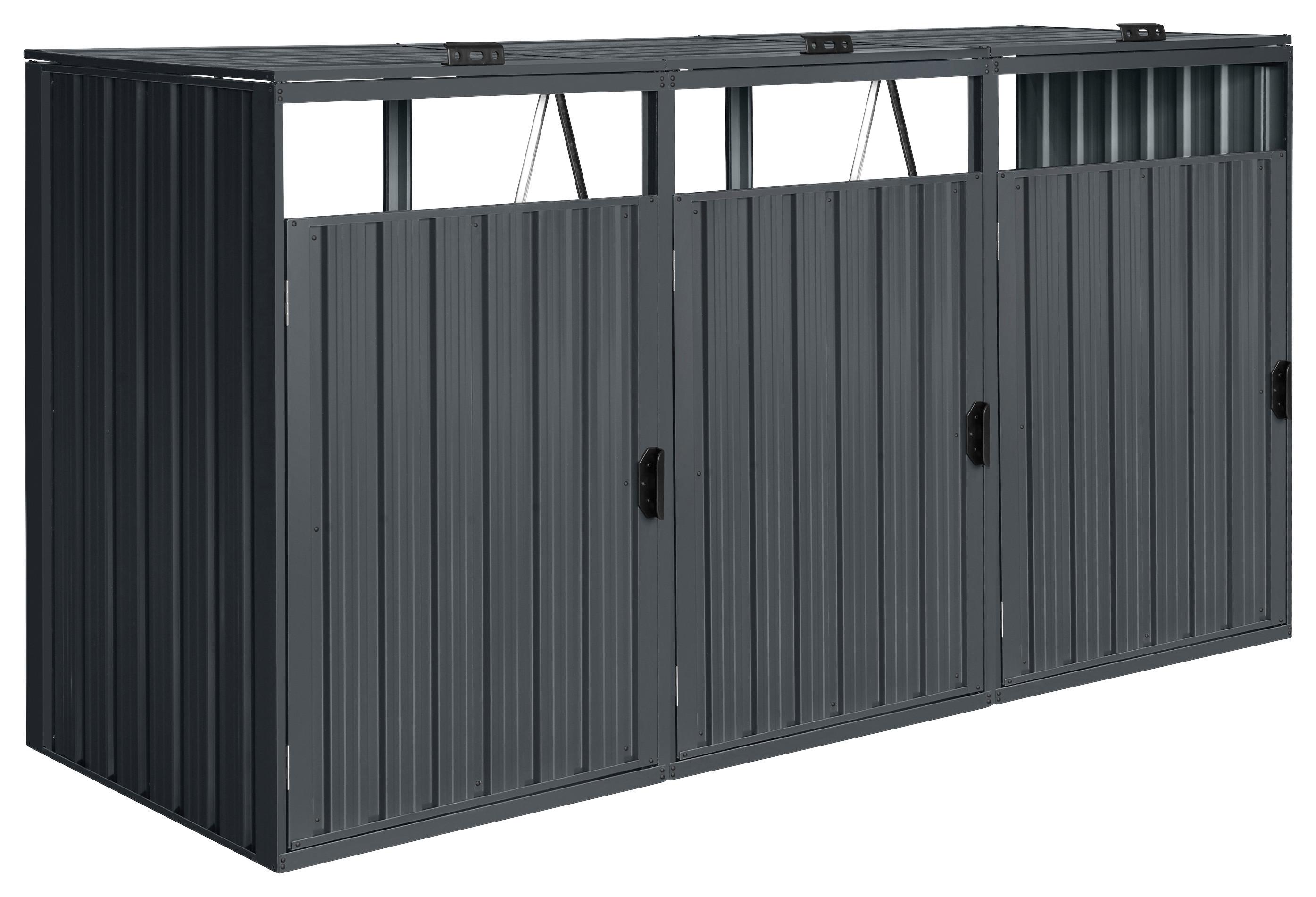 Mülltonnenbox A093.010.30 - Anthrazit, KONVENTIONELL, Metall (80/122/240cm) - Ambia Garden