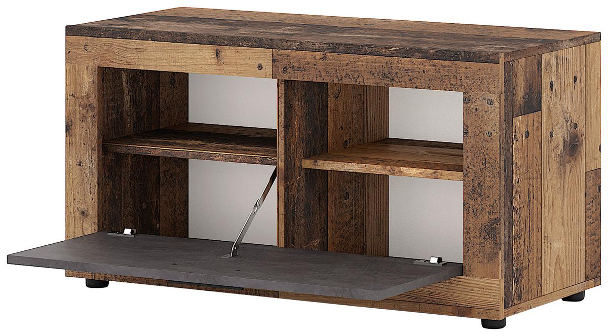 Garderobenbank Luna B: 88,9cm + Schuhablage Graphitfarben - Alteiche/Graphitfarben, Design, Holzwerkstoff/Kunststoff (88,9/48/40cm) - MID.YOU