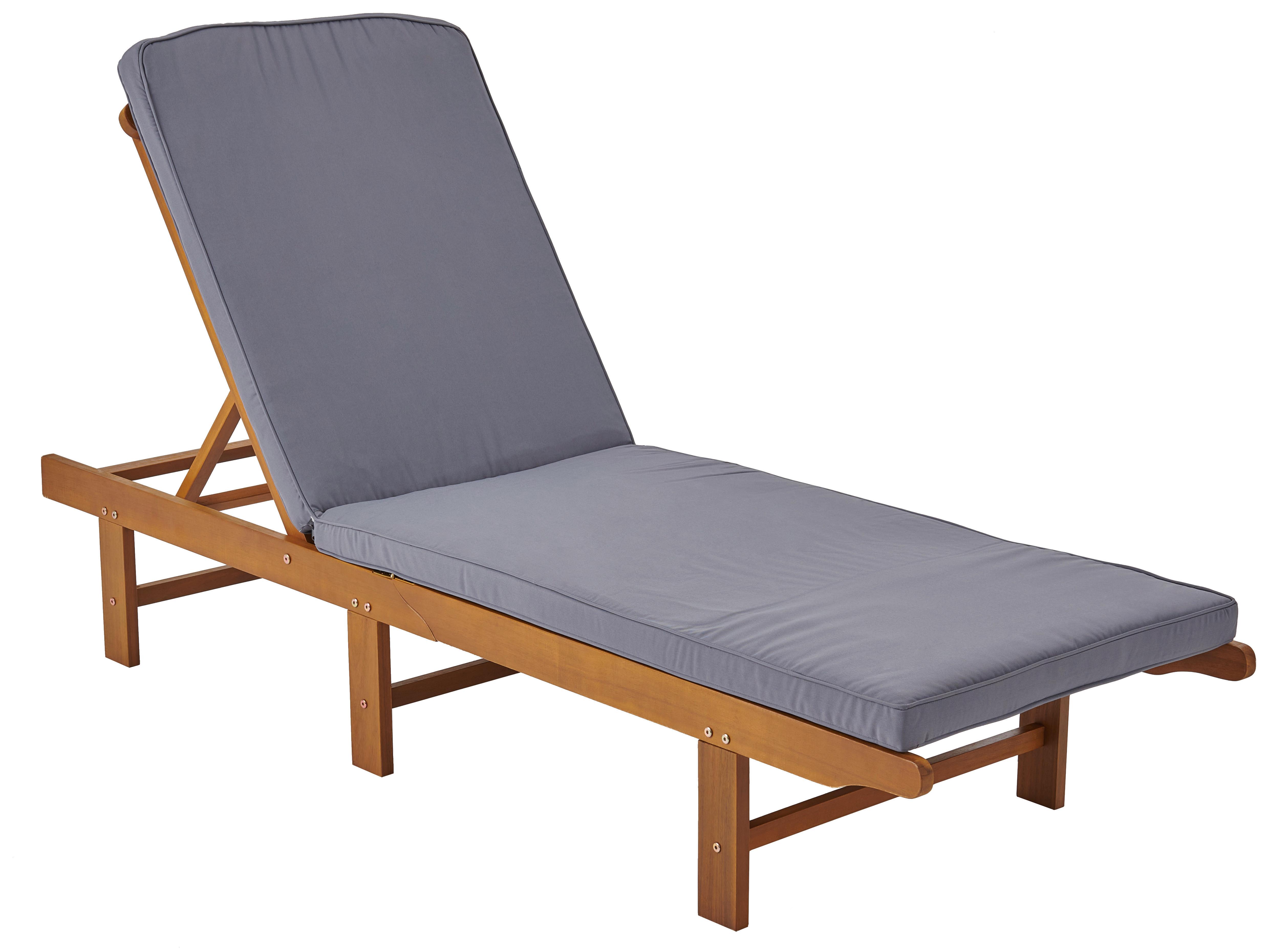 Sonnenliege Borkum Aus Akazienholz mit Auflage - MODERN, Holz/Textil (63/91-30/198cm) - Beldano