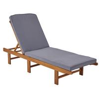 Sonnenliege Borkum Aus Akazienholz mit Auflage - MODERN, Holz/Textil (63/91-30/198cm) - Beldano