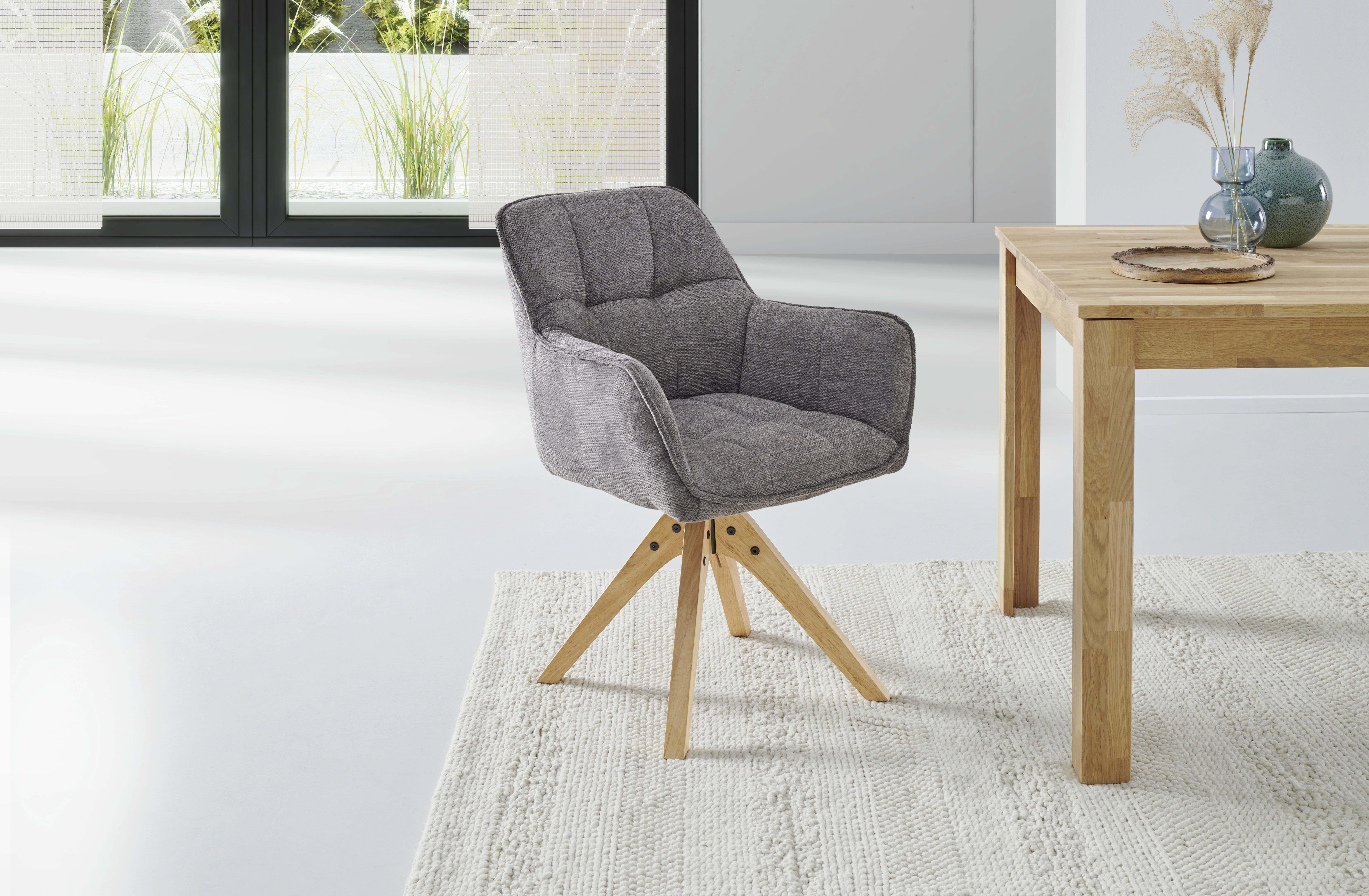 Armlehnstuhl Kerry Dunkelgrau B: 63 cm - Dunkelgrau/Eichefarben, LIFESTYLE, Holz/Textil (63/83/61cm) - MID.YOU