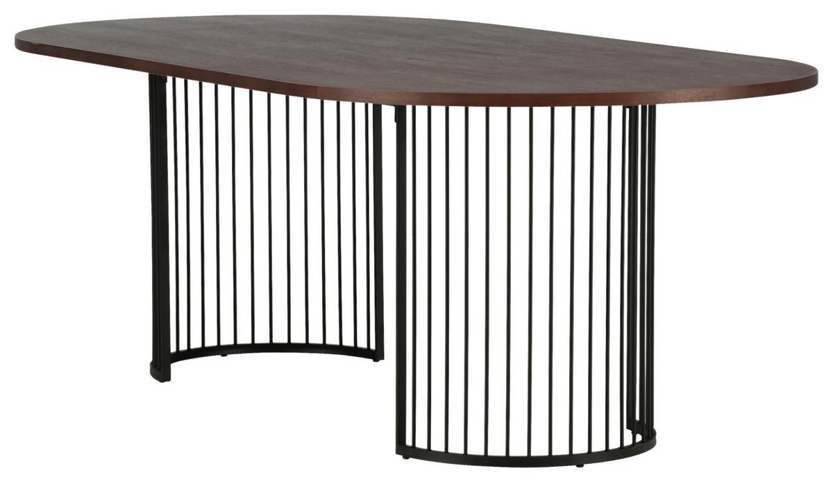 Esstisch Hamneksär - Dunkelbraun/Schwarz, Design, Holzwerkstoff/Metall (220/110/75cm) - Livetastic