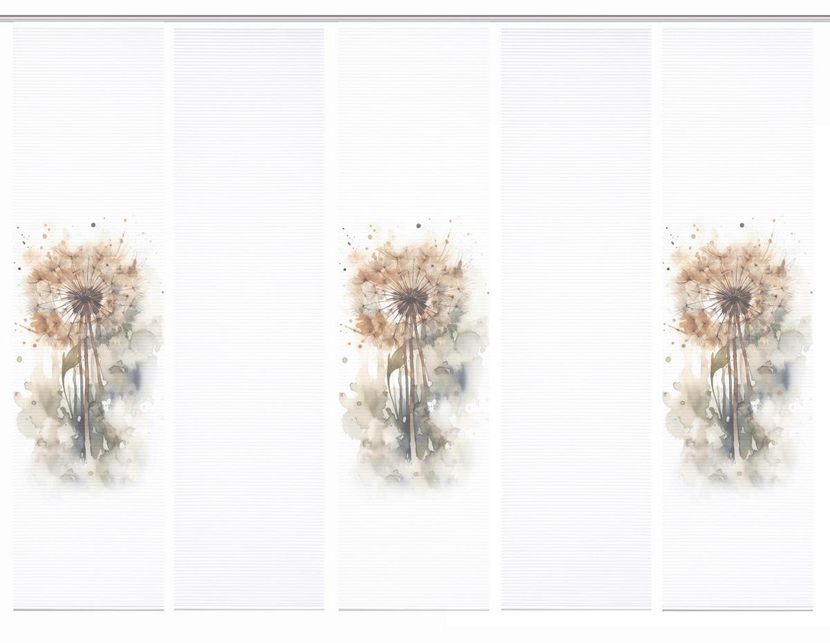 Flächenvorhang Amarande 5er Set - Naturfarben/Weiß, Natur, Textil (60/245cm)