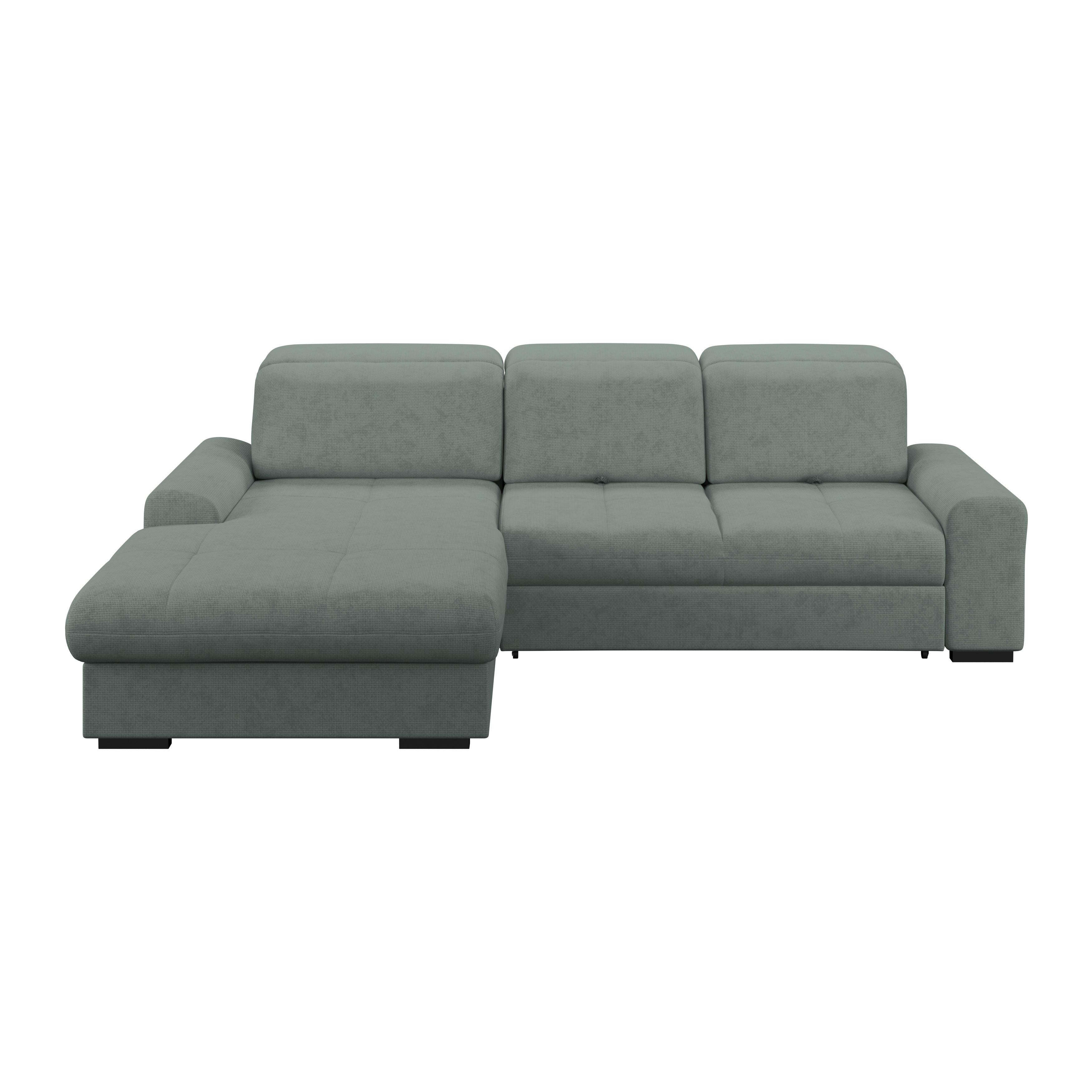Ecksofa mit Bettfunktion Malaga New Chenille Grün - Schwarz/Grün, KONVENTIONELL, Textil (203/286cm) - Ondega