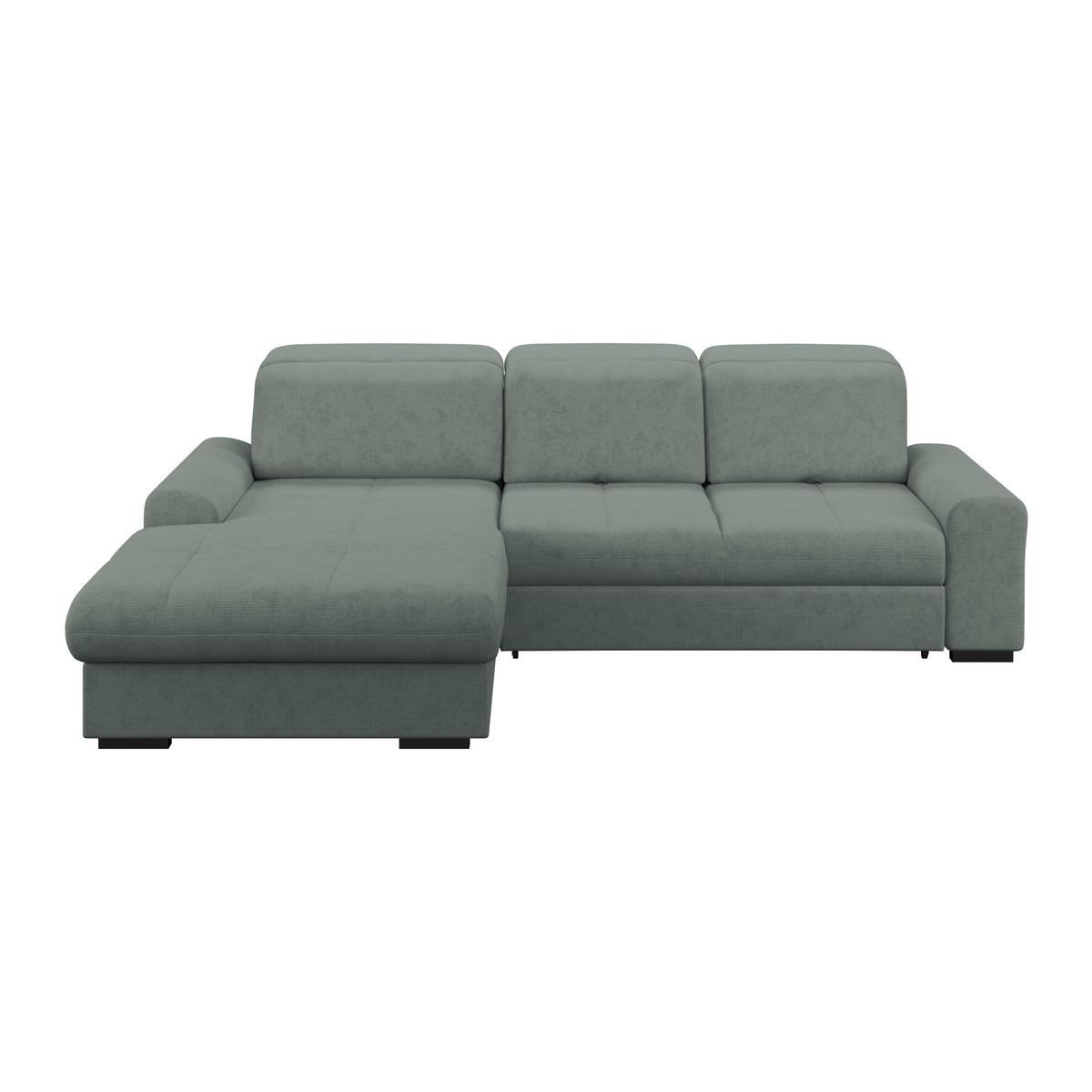 Ecksofa mit Bettfunktion Malaga New Chenille Grün - Schwarz/Grün, KONVENTIONELL, Textil (203/286cm) - Ondega