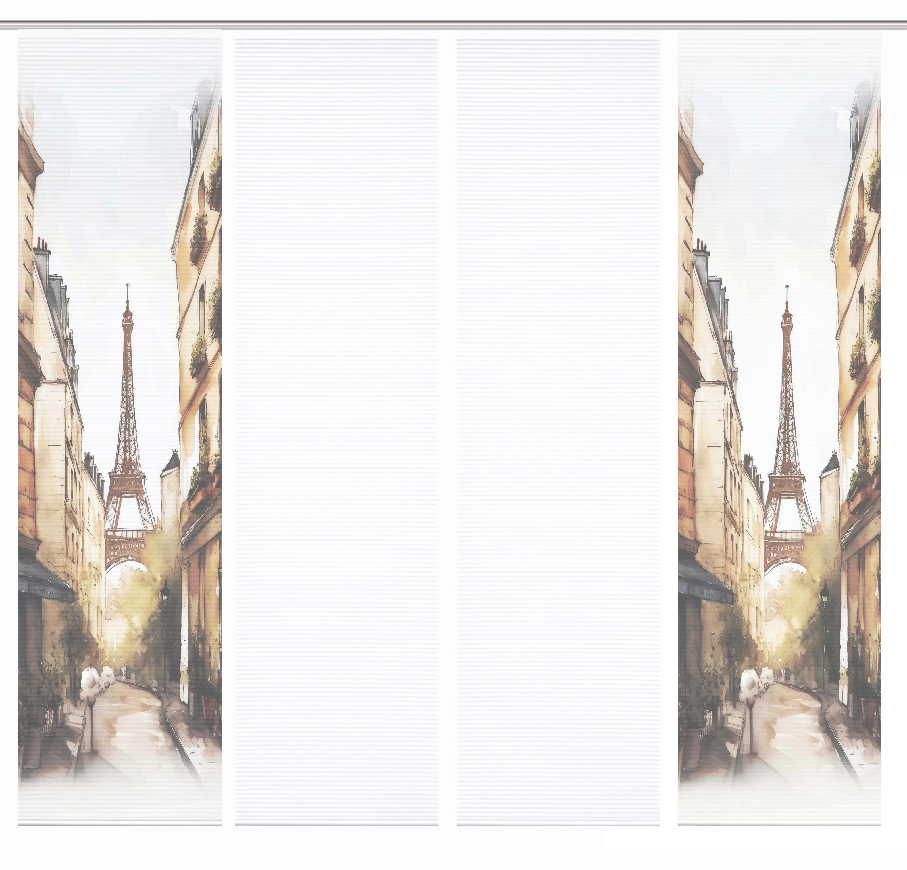 Flächenvorhang Francq 4er Set - Naturfarben/Weiß, LIFESTYLE, Textil (60/245cm)