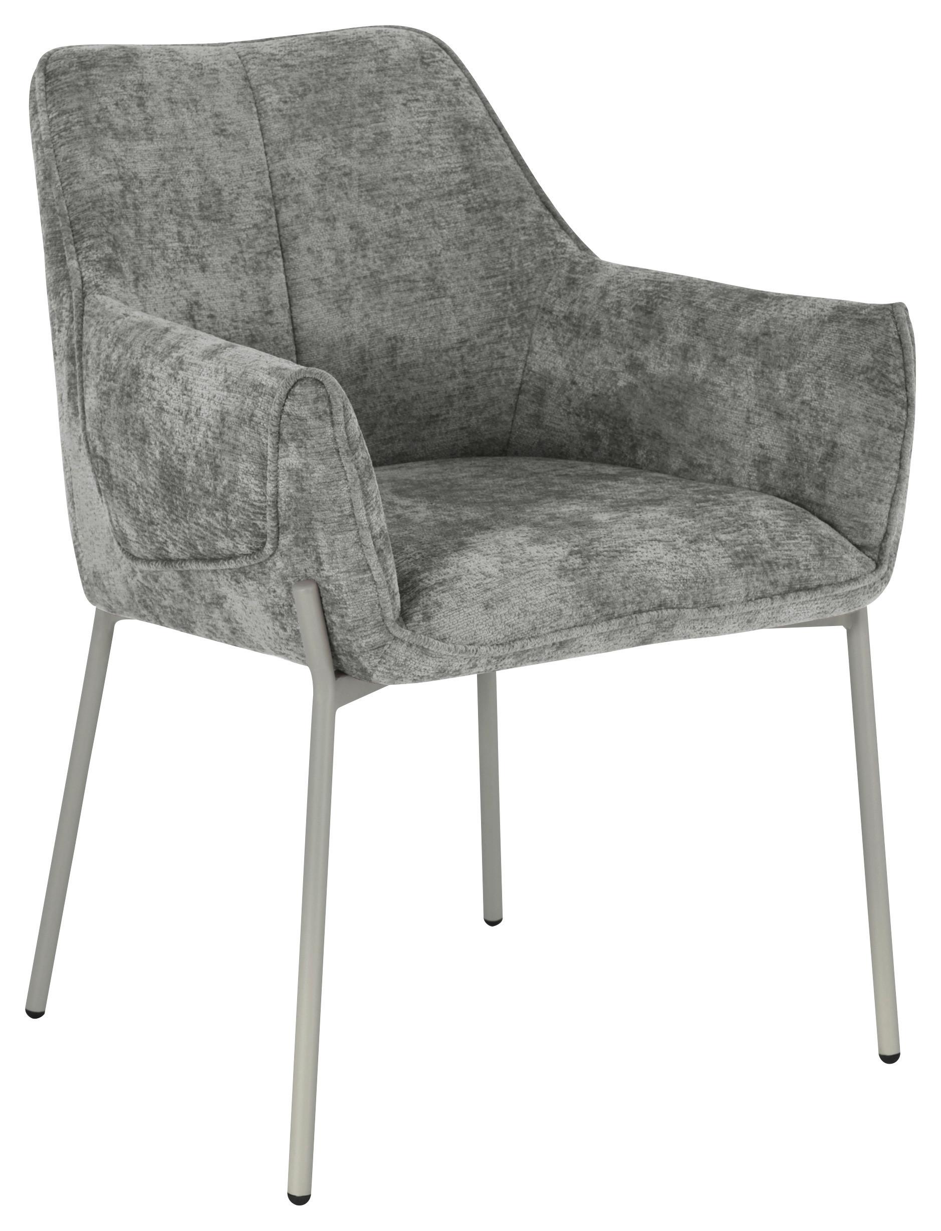 Armlehnstuhl Alea Chenille grau, B: 62 cm - Dunkelgrau/Grau, MODERN, Holz/Textil (62/83/62cm) - Livetastic