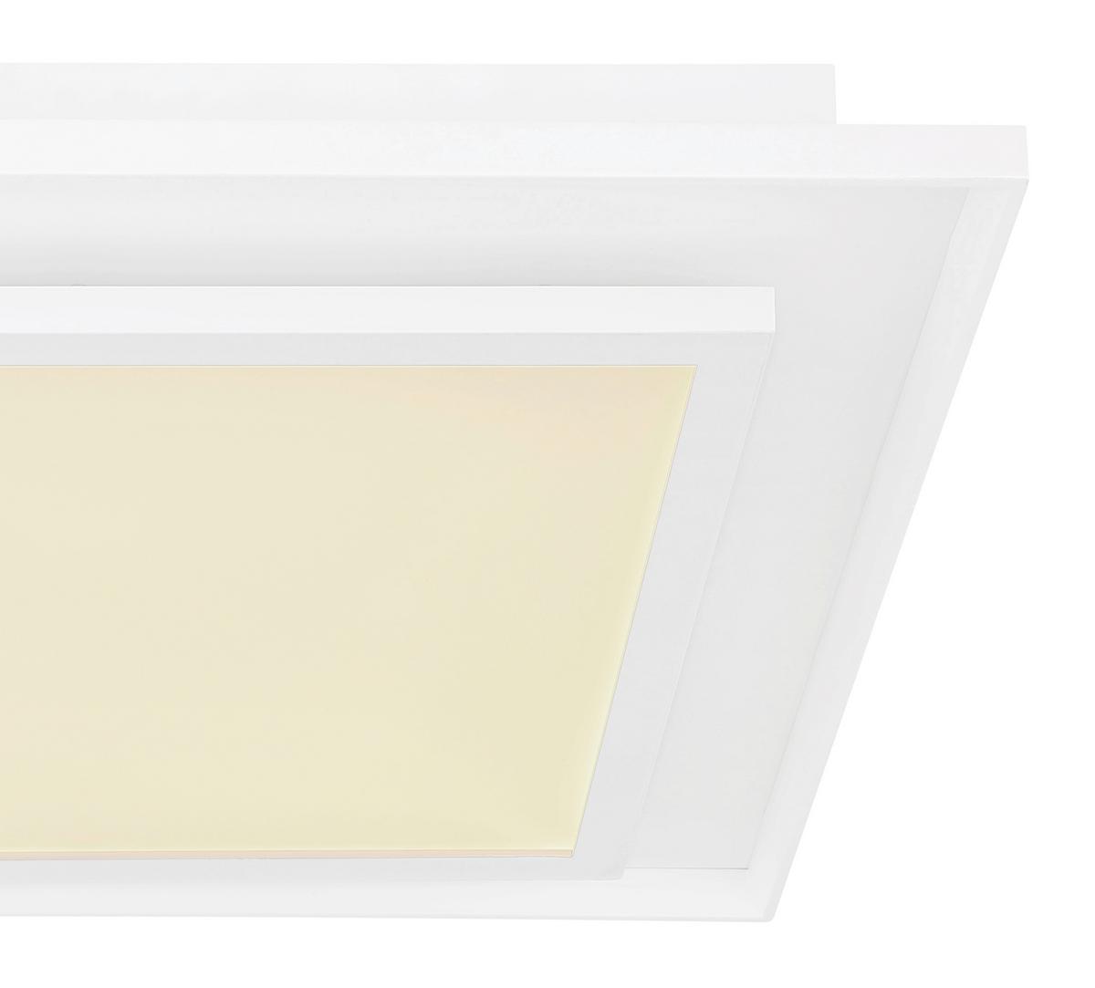 LED-Deckenleuchte L: 44,3 cm mit Fernbedienung - Weiß, Design, Kunststoff/Metall (44,3/44,3/6,3cm) - Globo