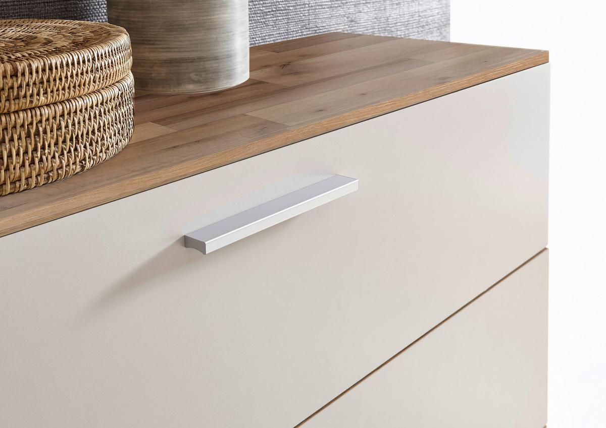 KOMODA CADORE - barvy dubu/černá, Moderní, kompozitní dřevo/plast (120/86,6/38cm)