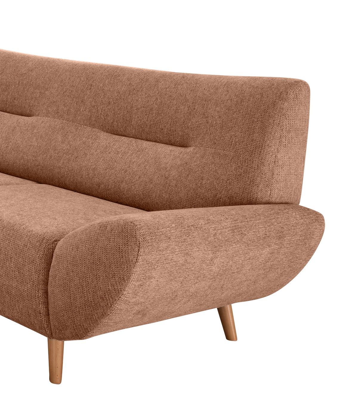 3-Sitzer-Sofa Chenille Koralle Rücken Echt - Wildeiche/Koralle, MODERN, Textil (205/81/90cm) - MID.YOU