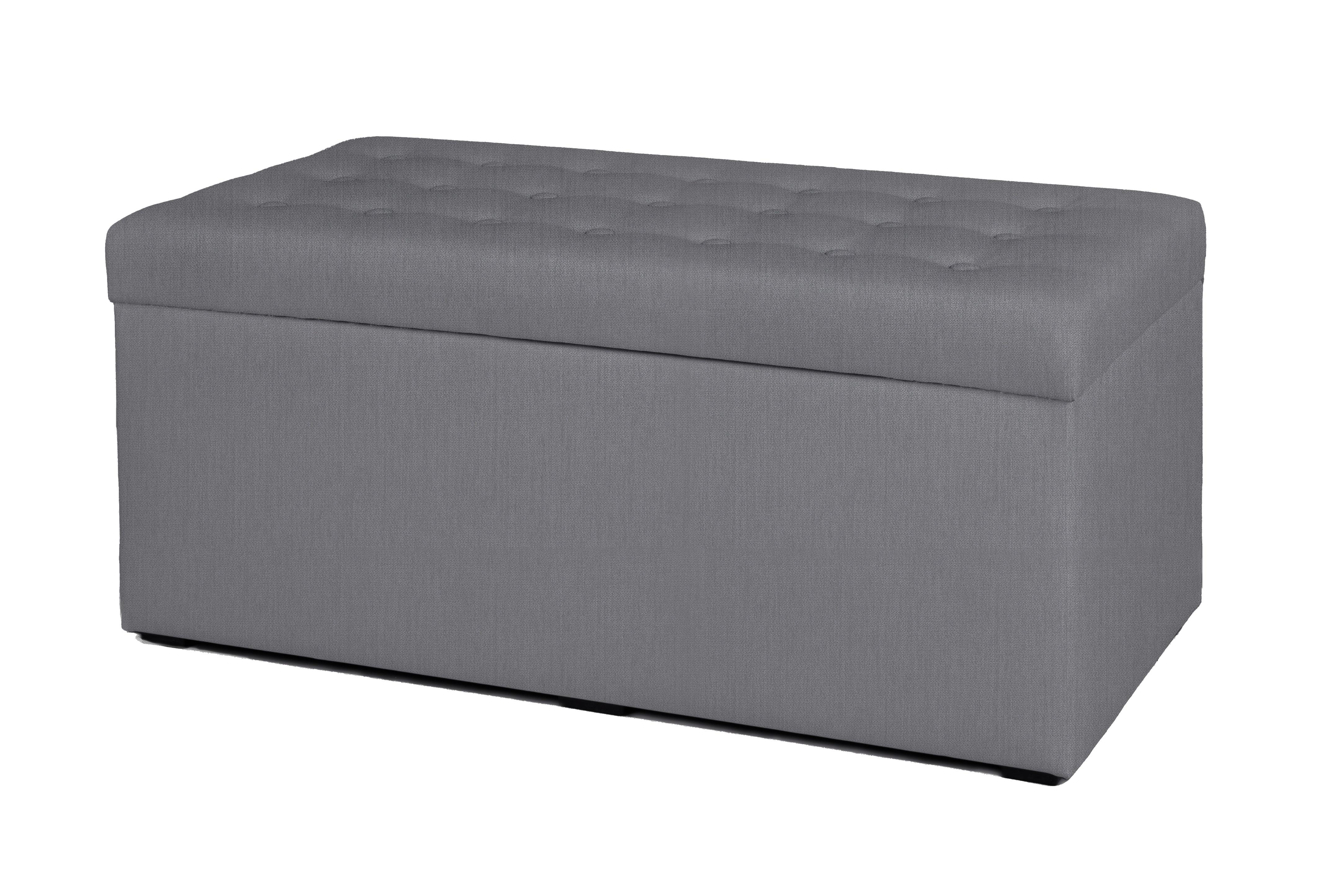 Hockerbank Pouf Welle Grau H: 45 cm mit Stauraum - Schwarz/Grau, Basics, Textil (90/45/42cm) - P & B