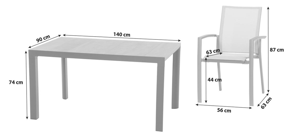 Gartengarnitur Velia 5-Teilig Metall/Textil/Keramik - KONVENTIONELL - Siena Garden