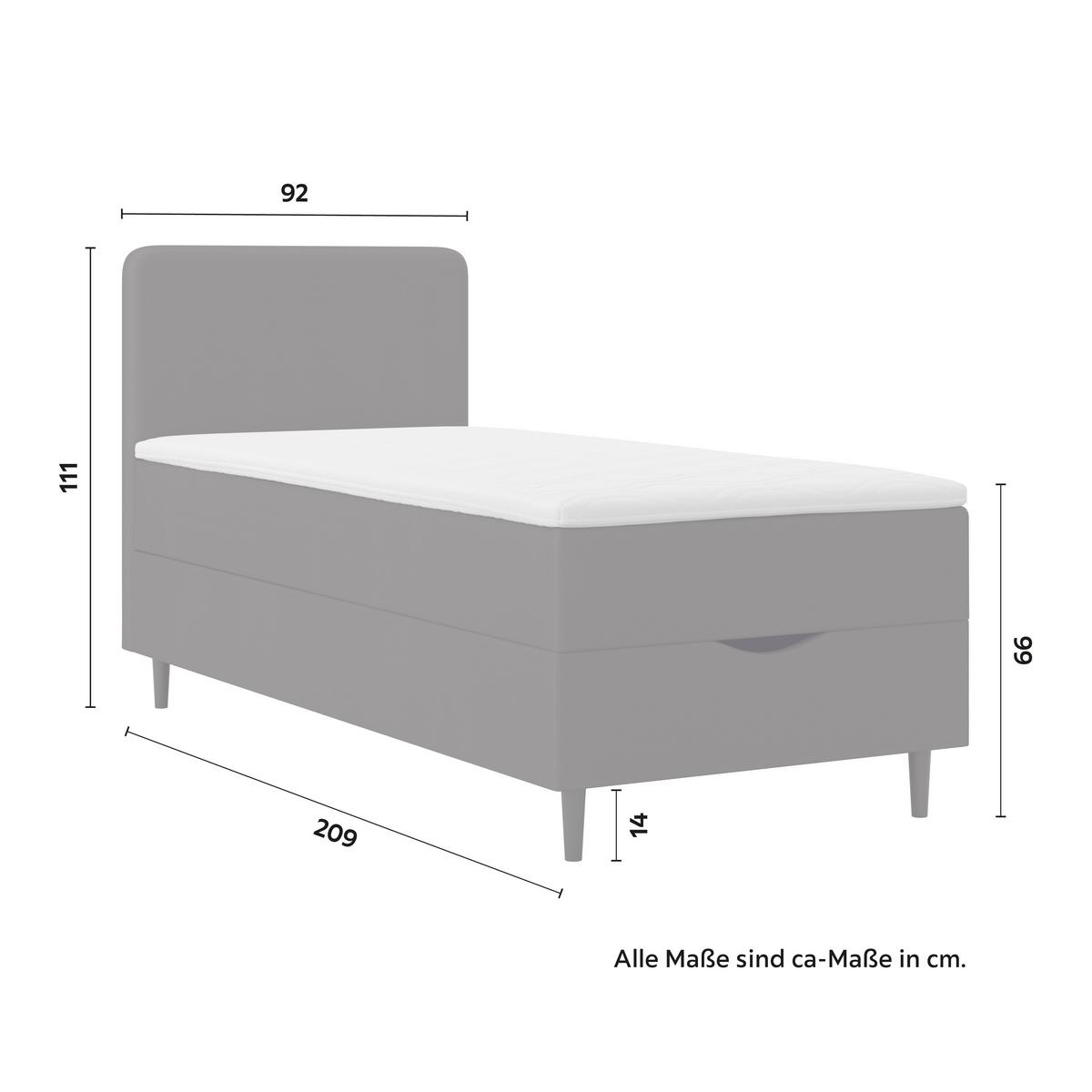Boxspringová postel VIDA 90x200, tmavě šedá, s topperem - černá/tmavě šedá, Moderní, dřevo/textil (90/200cm) - Bessagi Home