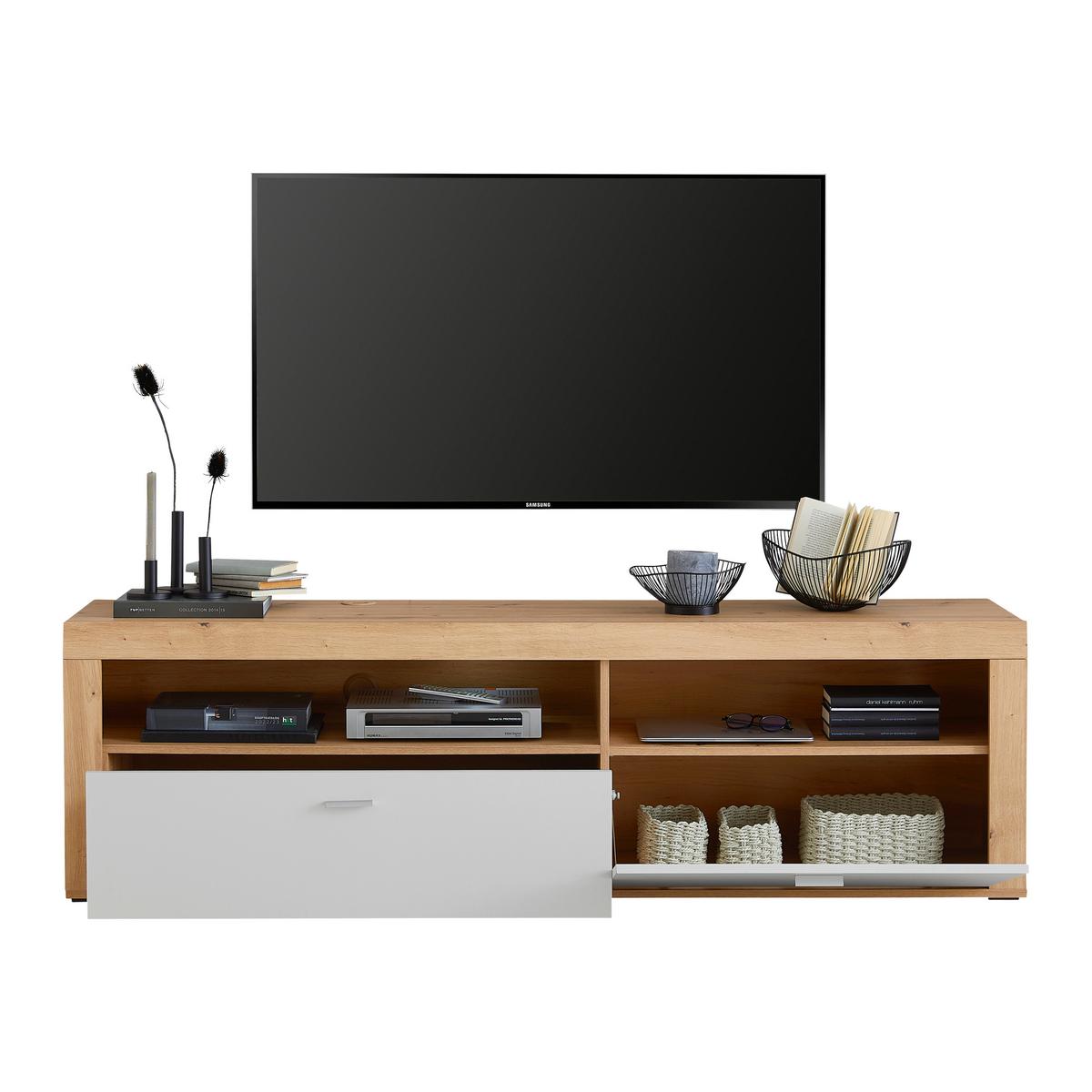 KOMODA POD TELEVIZI CANBERRA - barvy chromu, Moderní, kompozitní dřevo/plast (180/53,1/41,8cm)