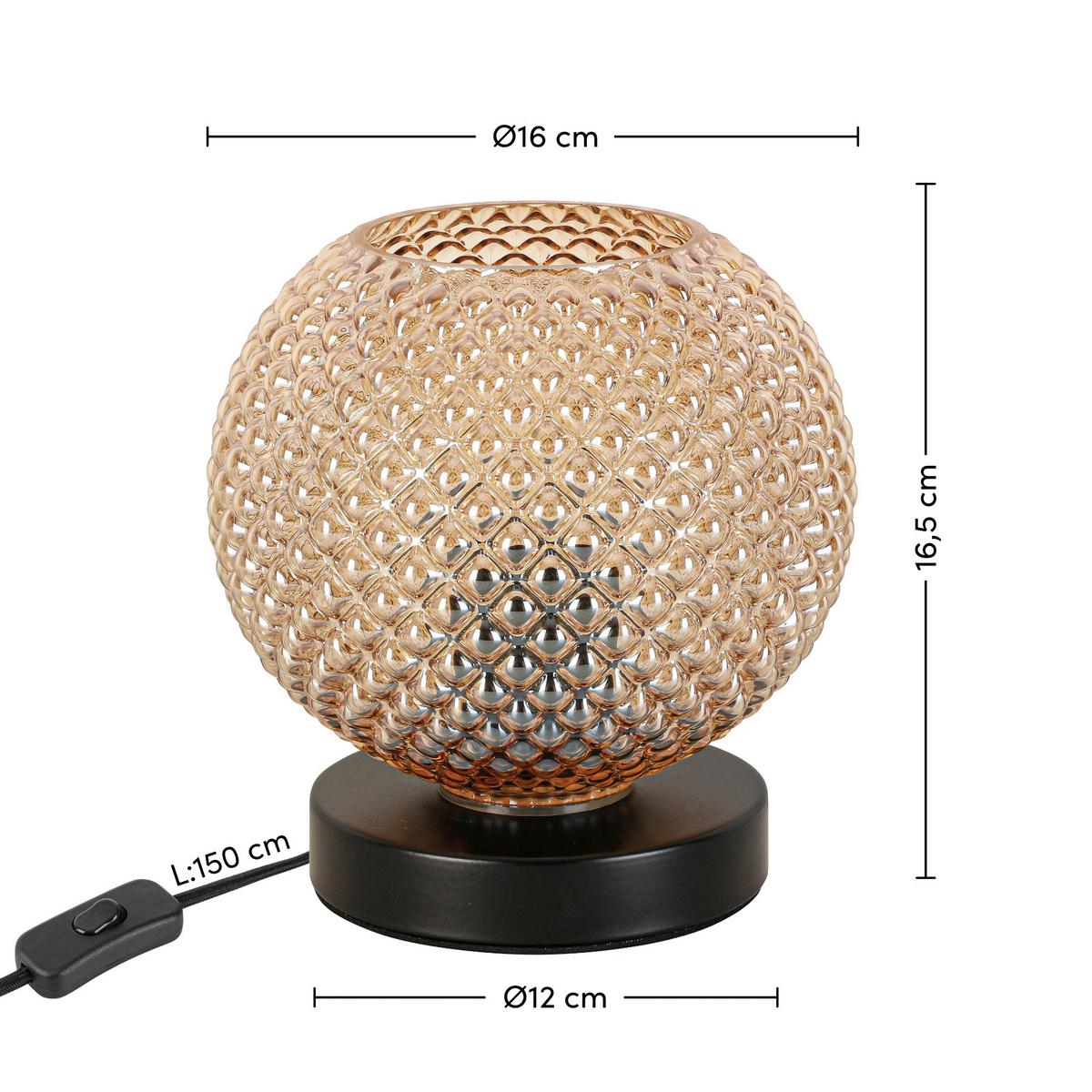STOLNÁ LAMPA GUDI - čierna/jantárová, Modern, kov/plast (16/16,5cm) - Modern Living