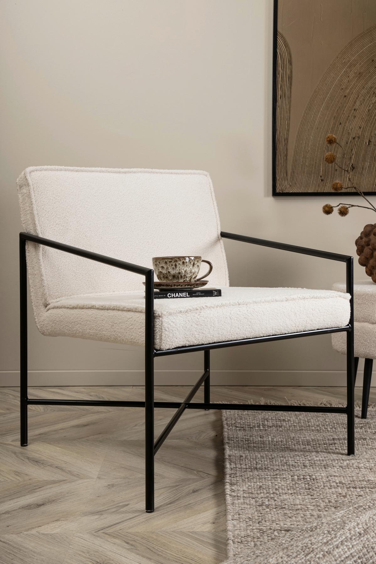 Sessel Rakel - Schwarz/Weiß, Design, Textil/Metall (66/78/65cm) - Livetastic