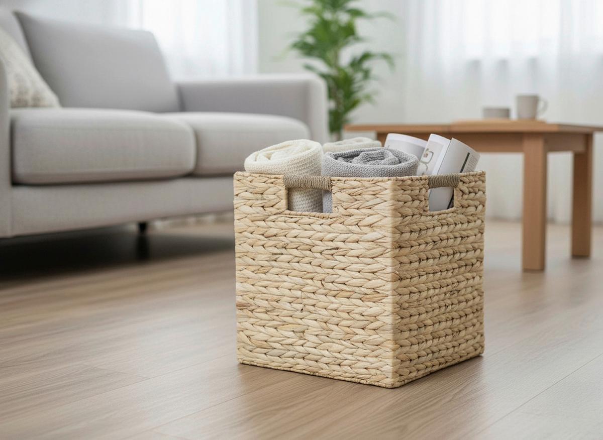 Tárolókosár Thi - natúr színű, Konventionell, természetes anyagok/fém (33cm) - Luca Bessoni