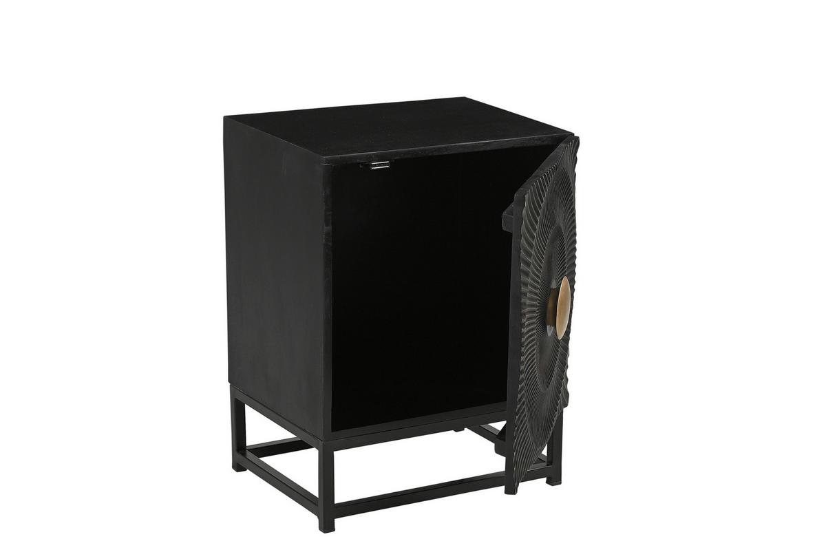 NACHTKÄSTCHEN Schwarz B: 45cm - Goldfarben/Schwarz, Basics, Holz/Metall (45/60/35cm) - Livetastic