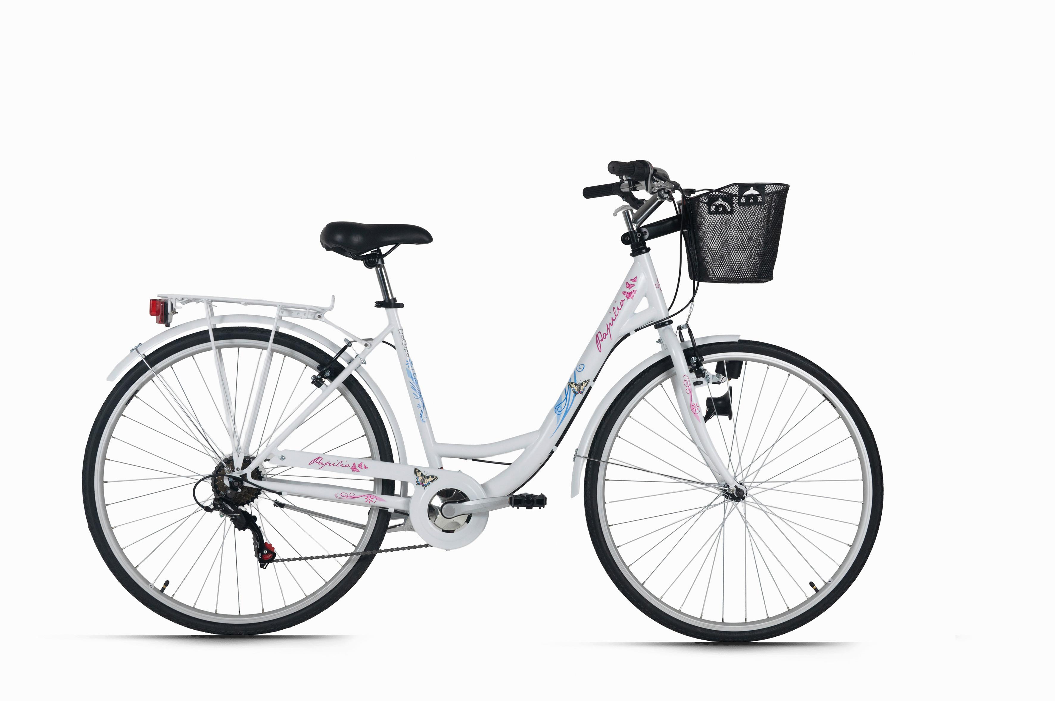 Citybike 28'' mit Korb DaCapo Papilio weiß/pink - Weiß, LIFESTYLE, Metall (25/140/60cm)