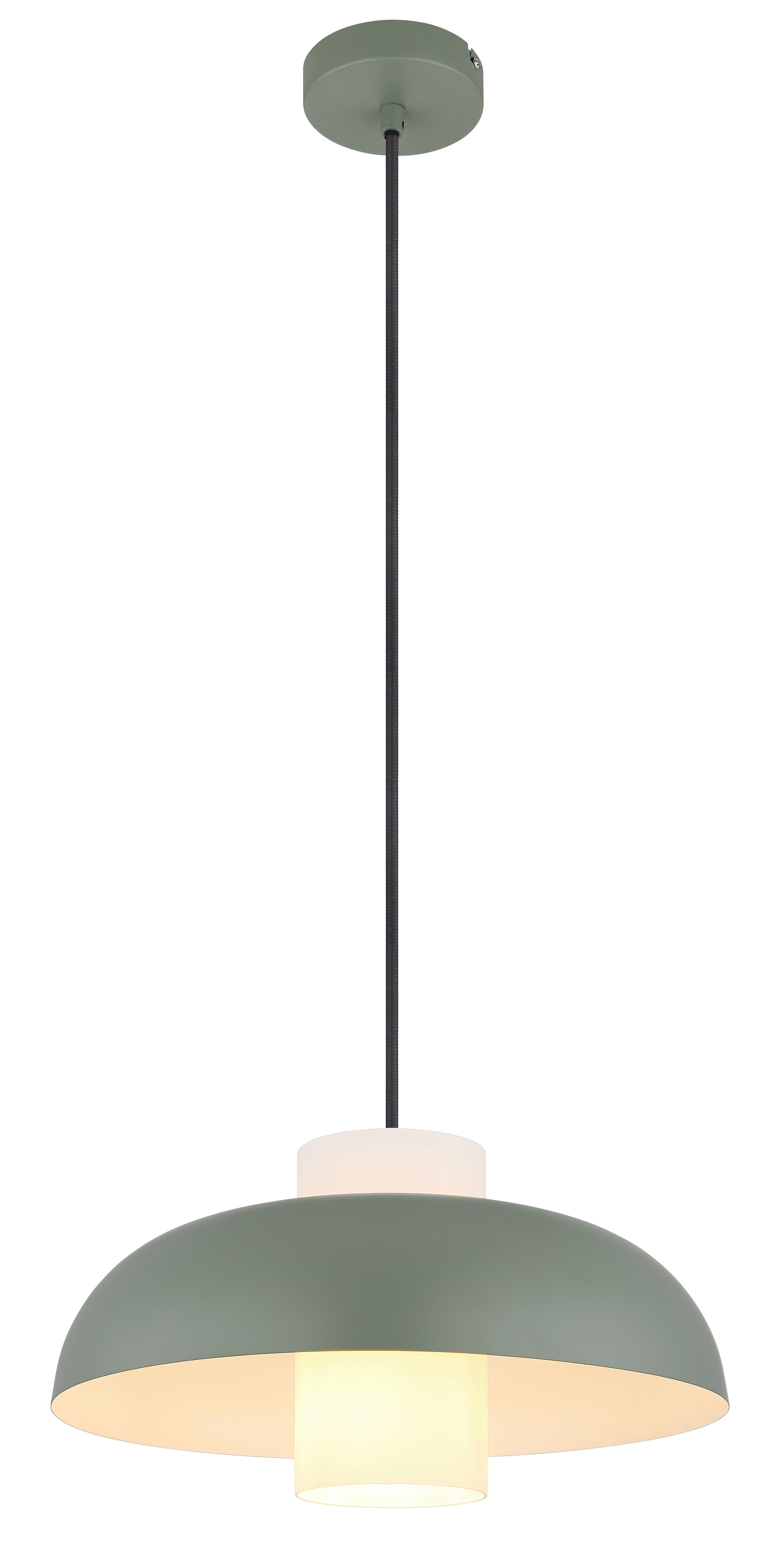 Hängeleuchte 15755g - Weiß/Grün, Trend, Glas/Textil (38/120cm) - Globo